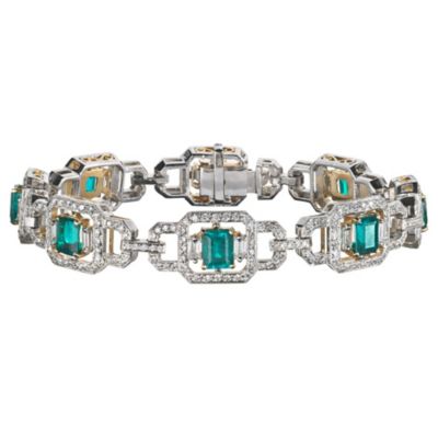 18K_White_and_Yellow_Gold_Emerald_and_Diamond_Bracelet
