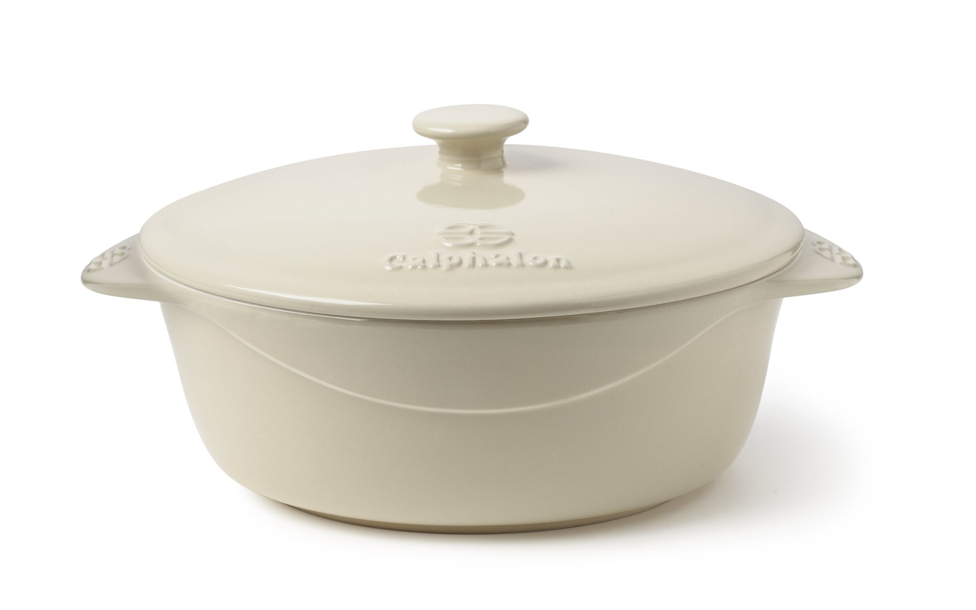 Ceramic Bakeware 3 Qt. Covered Round Casserole- Crème Brule