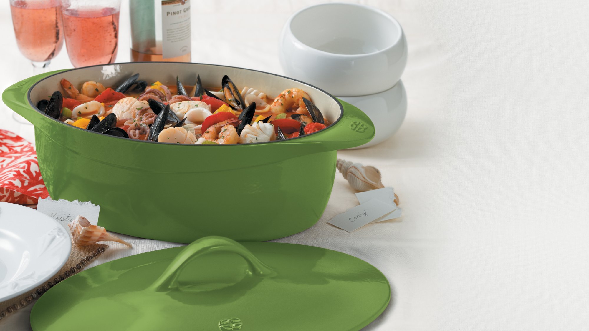 Calphalon Enamel Cast Iron 8 Qt. Oval Dutch Oven - Chive