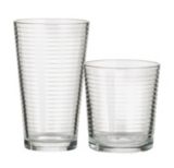 Ringed Glass Tumbler Set, 12-Pcs