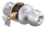 Brinks Keyed Entrance Ball Knob, Satin Nickel