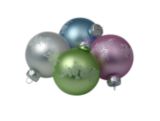 Glass Floral Ball Ornaments, 4-Pk
