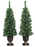 Pre-Lit Christmas Trees, 4-ft, Set of 2