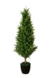 Artificial Cone Boxwood Tree in Pot, 4-ft