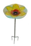 Glass Metal Bird Bath with Garden Stake