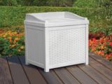 Si�ge avec rangement en r�sine tress�e, blanc