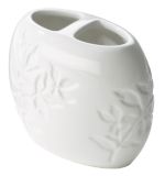 White Floral Tooth Brush Holder