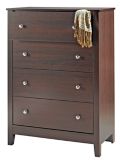 Commode � 4 tiroirs, noyer fonc�