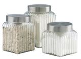 Ribbed Glass Canister Set, 3-Pc