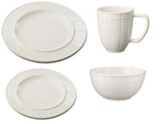 For Living White Grid Dinnerware Set, 16-Pc