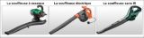 Il y a trois types de souffleuse � feuilles. La souffleuse � essence, La souffleuse �lectrique, La souffleuse rechargeable sans fil. 