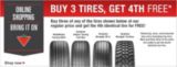 Buy three of any of the tires shown below at our regular price and get the 4th identical tire for FREE!