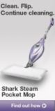 Clean. Flip. Continue Cleaning. Shark Steam Pocket Mop. Find out how.
