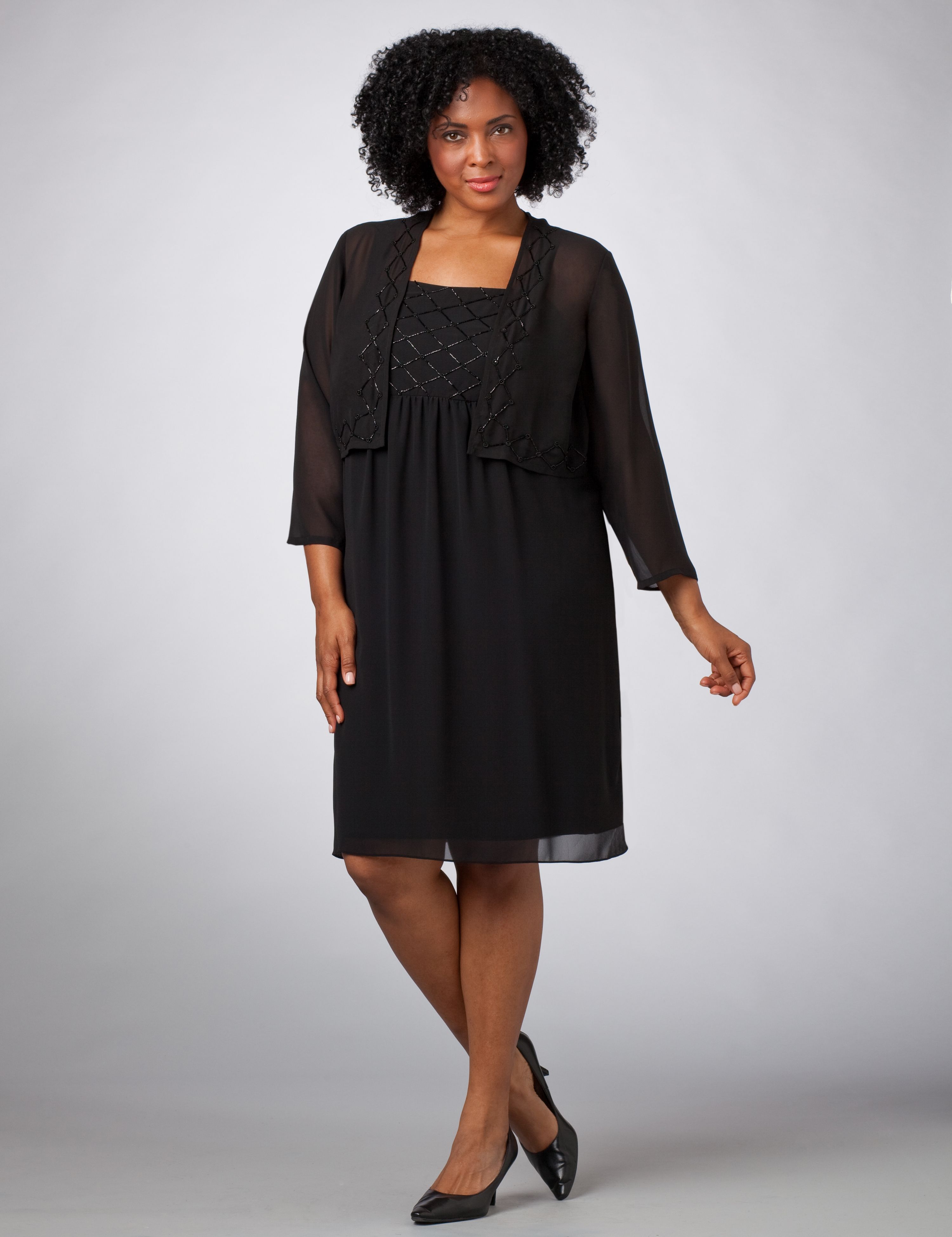 Beaded Empire Dress With Bolero