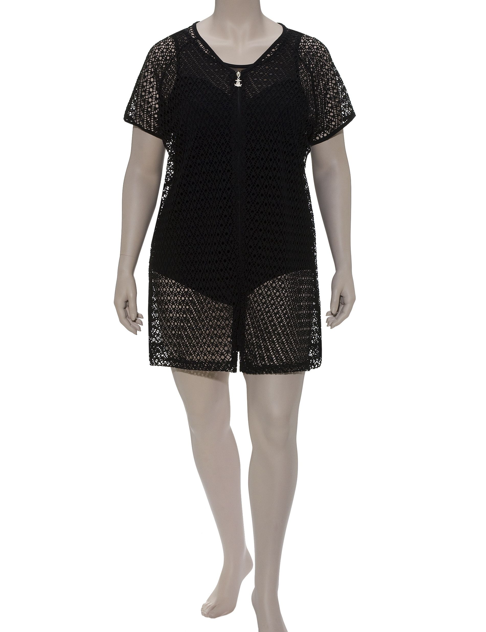 Catherines Open weave mesh zippered cover up
