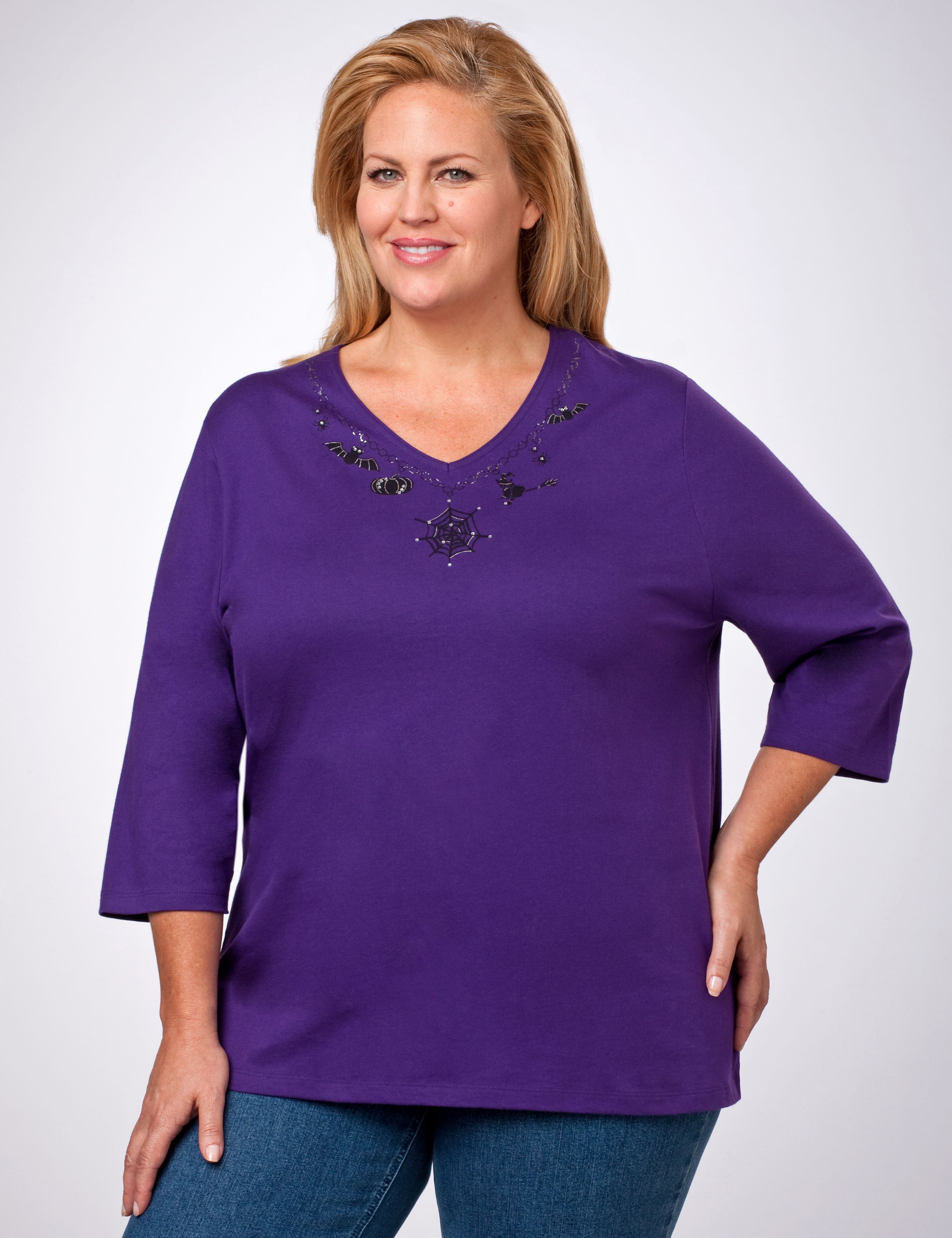 Foil Halloween V-Neck Top