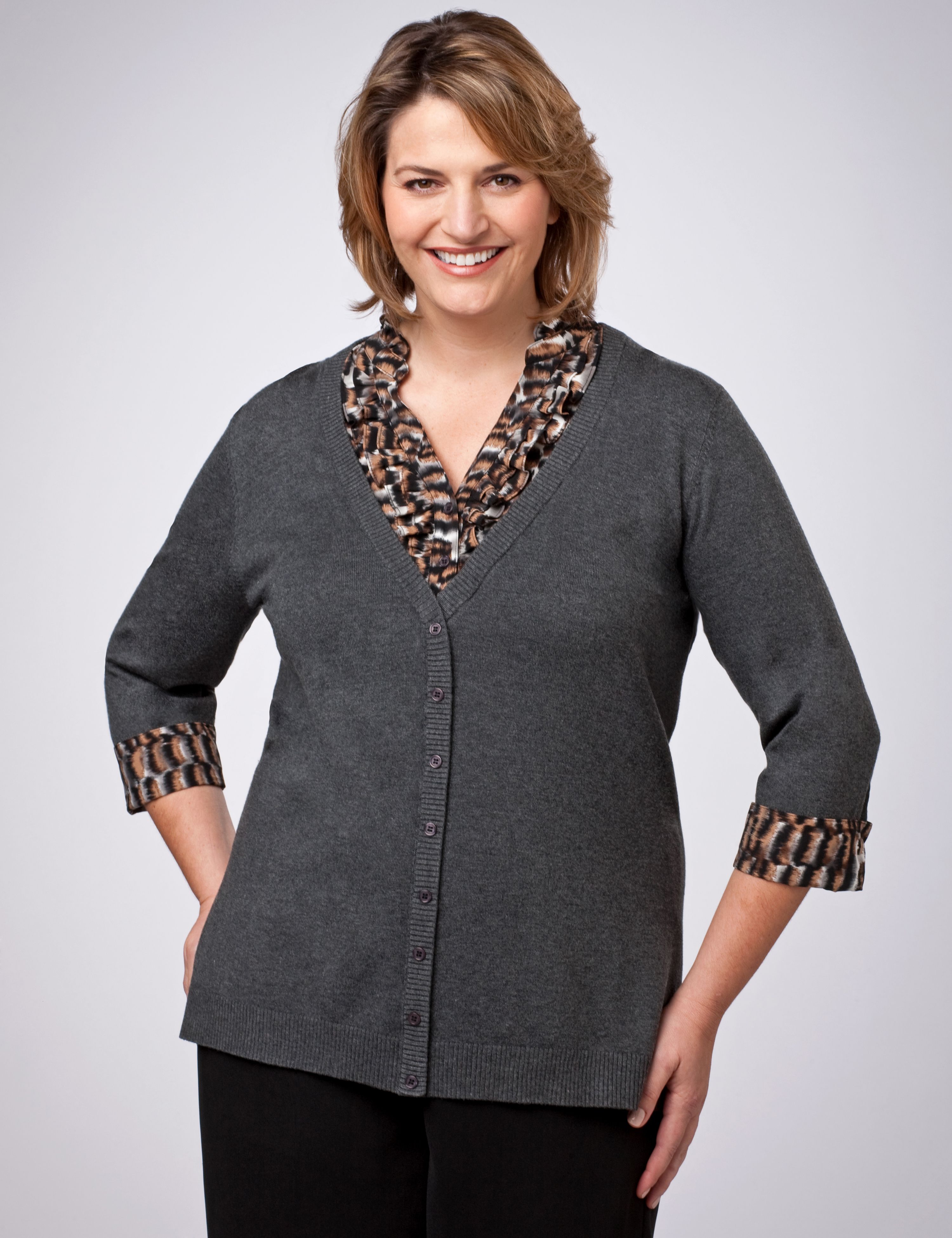 2-In-1 Cardigan And Blouse