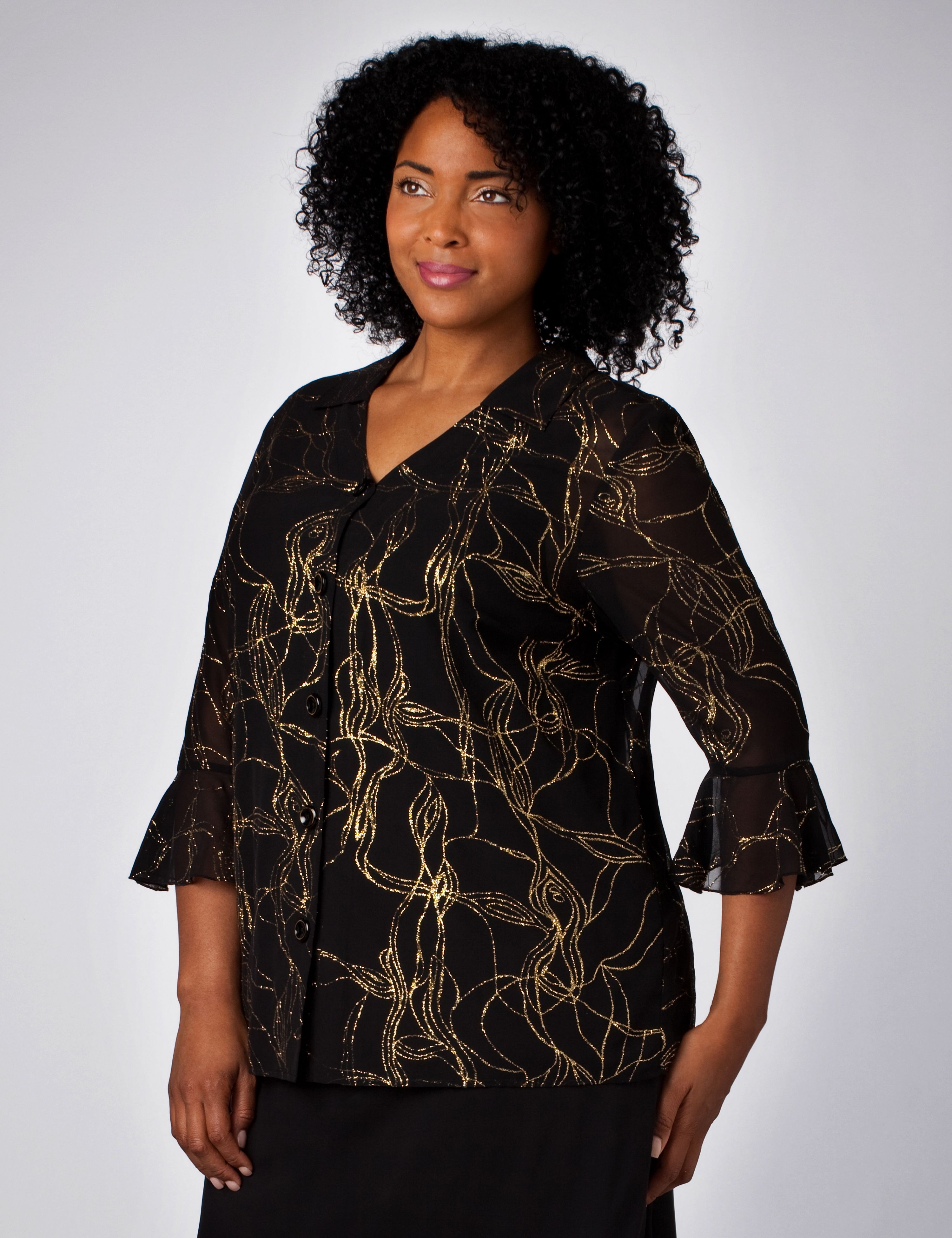 Abstract Swirl Glitter Twinset plus size tops shirts blouses