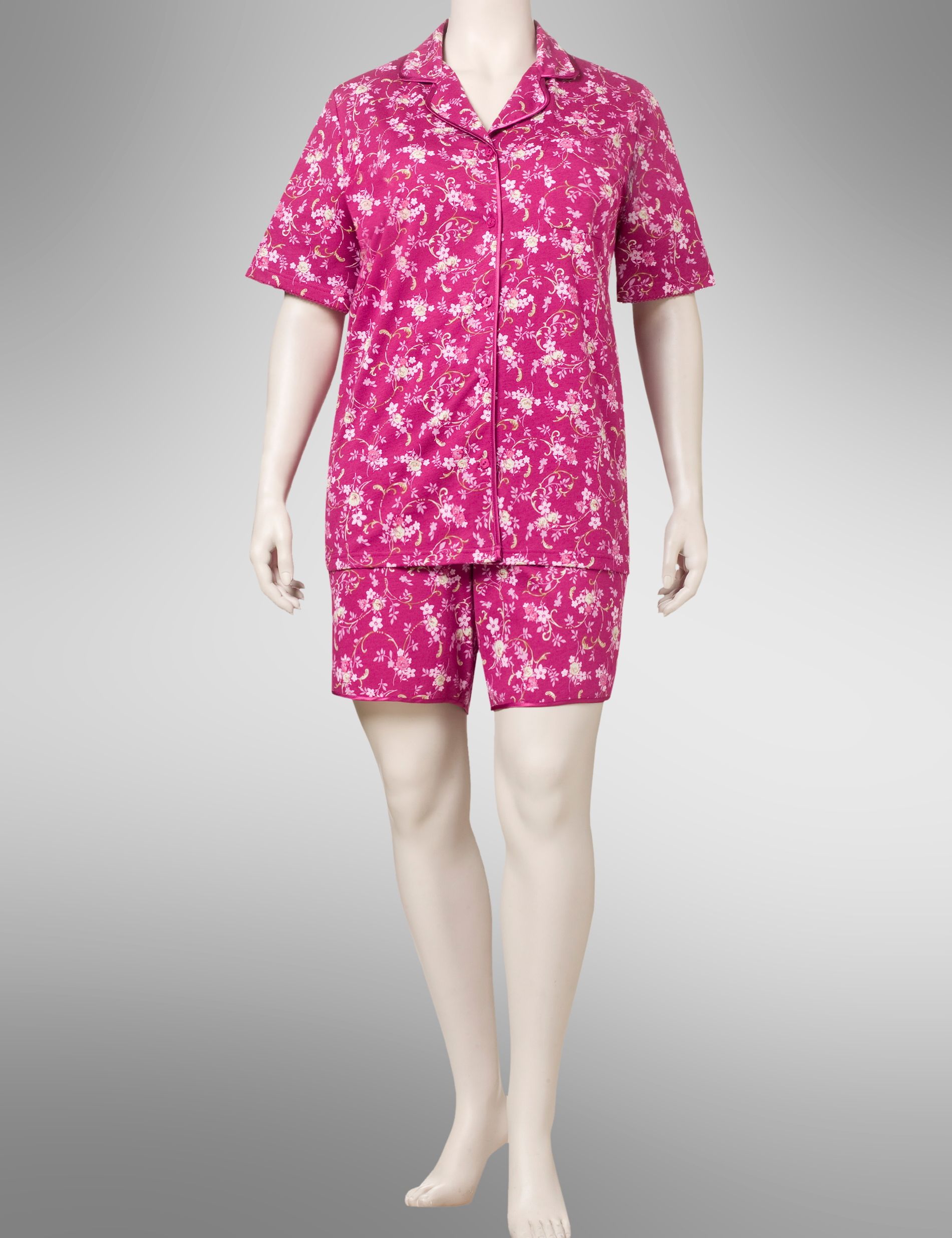 Satin trim print pajamas