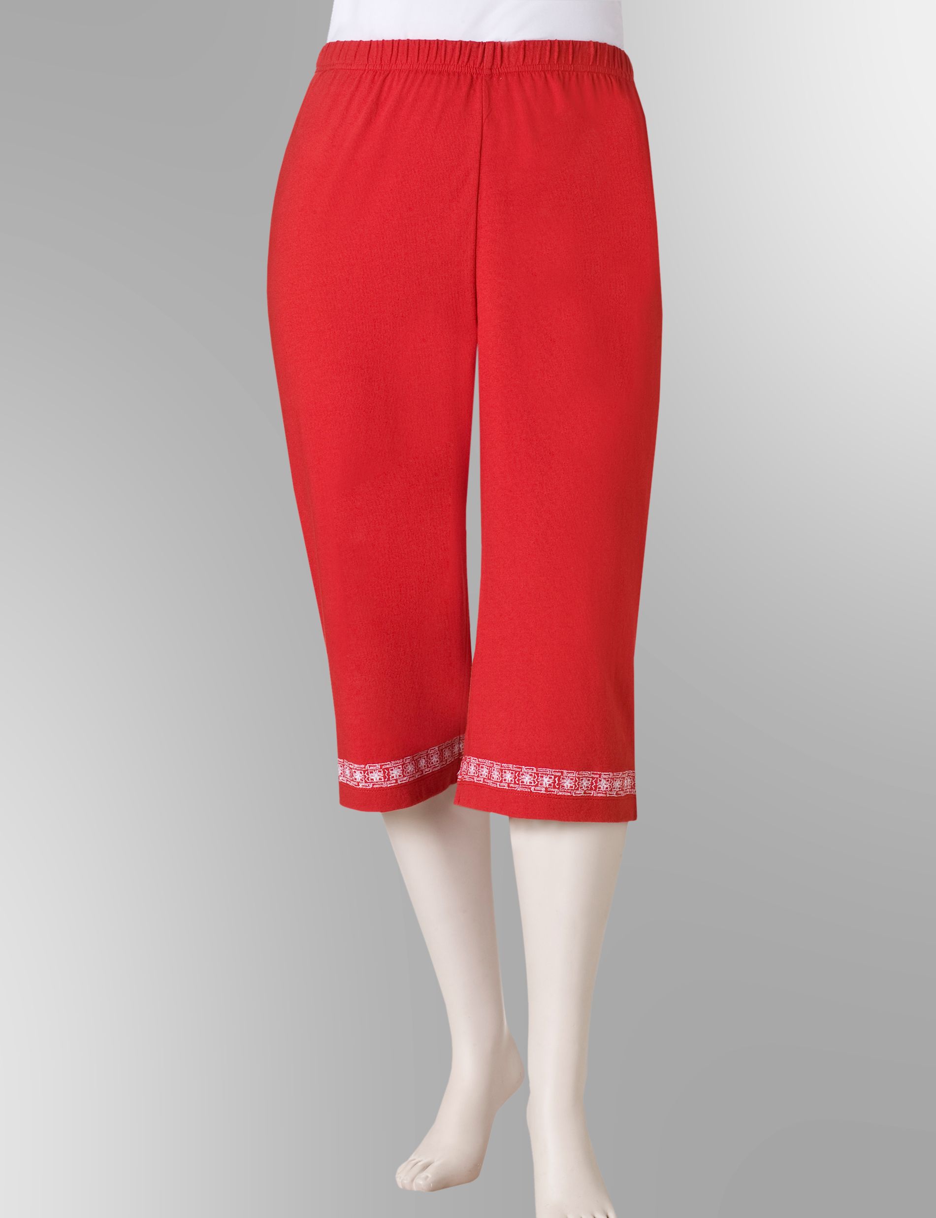 Embroidered Knit Capris