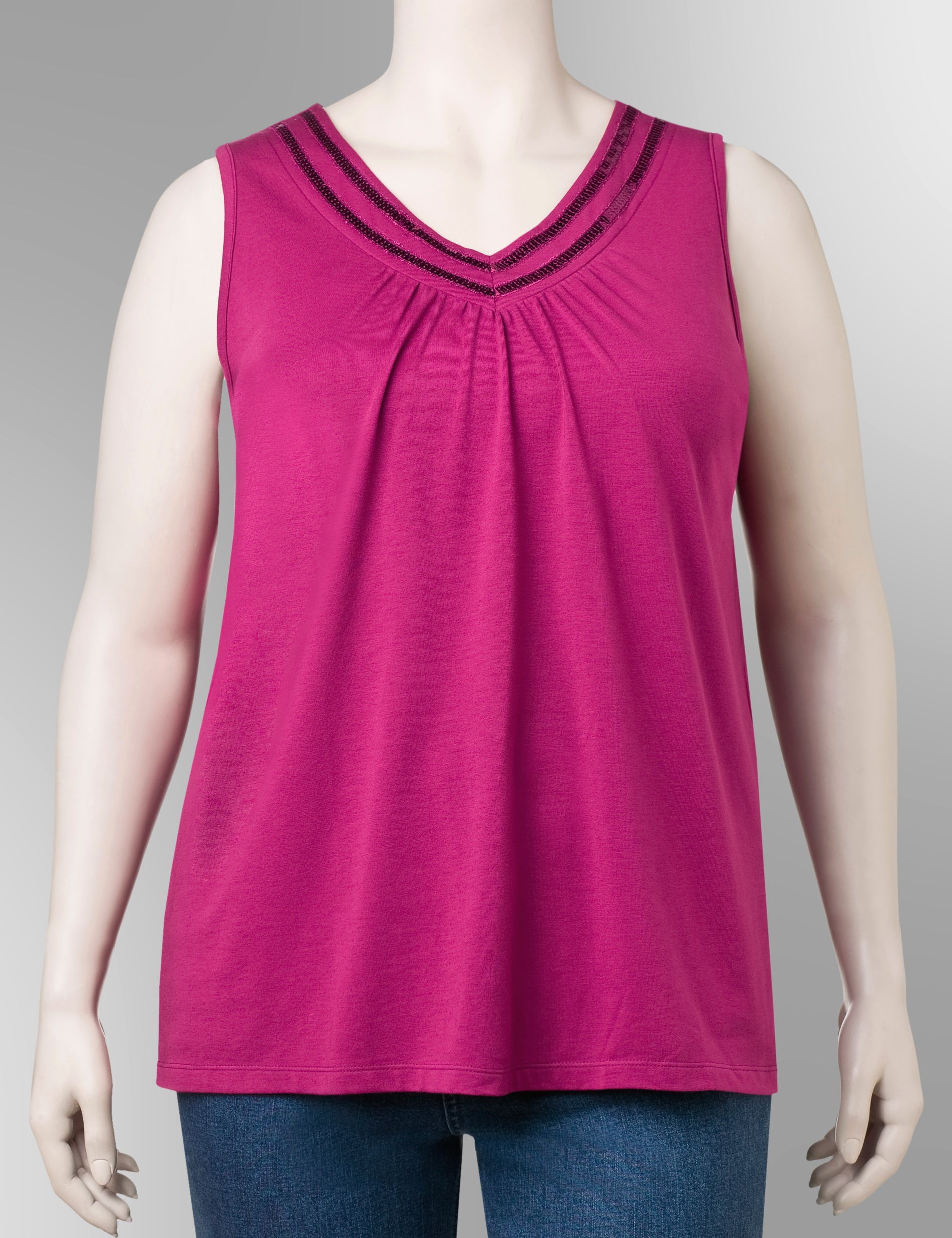 Beaded V-neck tank