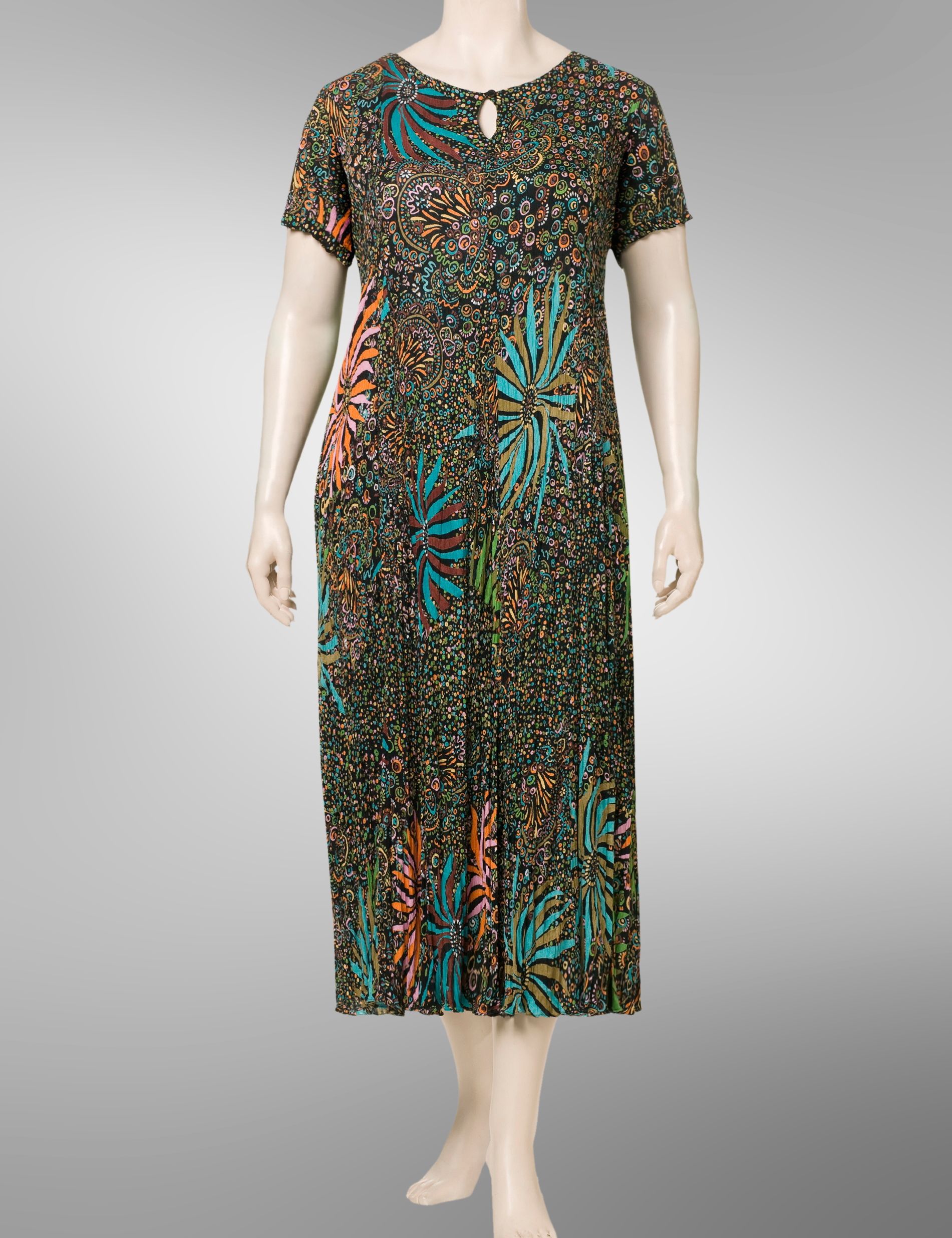 Abstract floral print crinkle dress