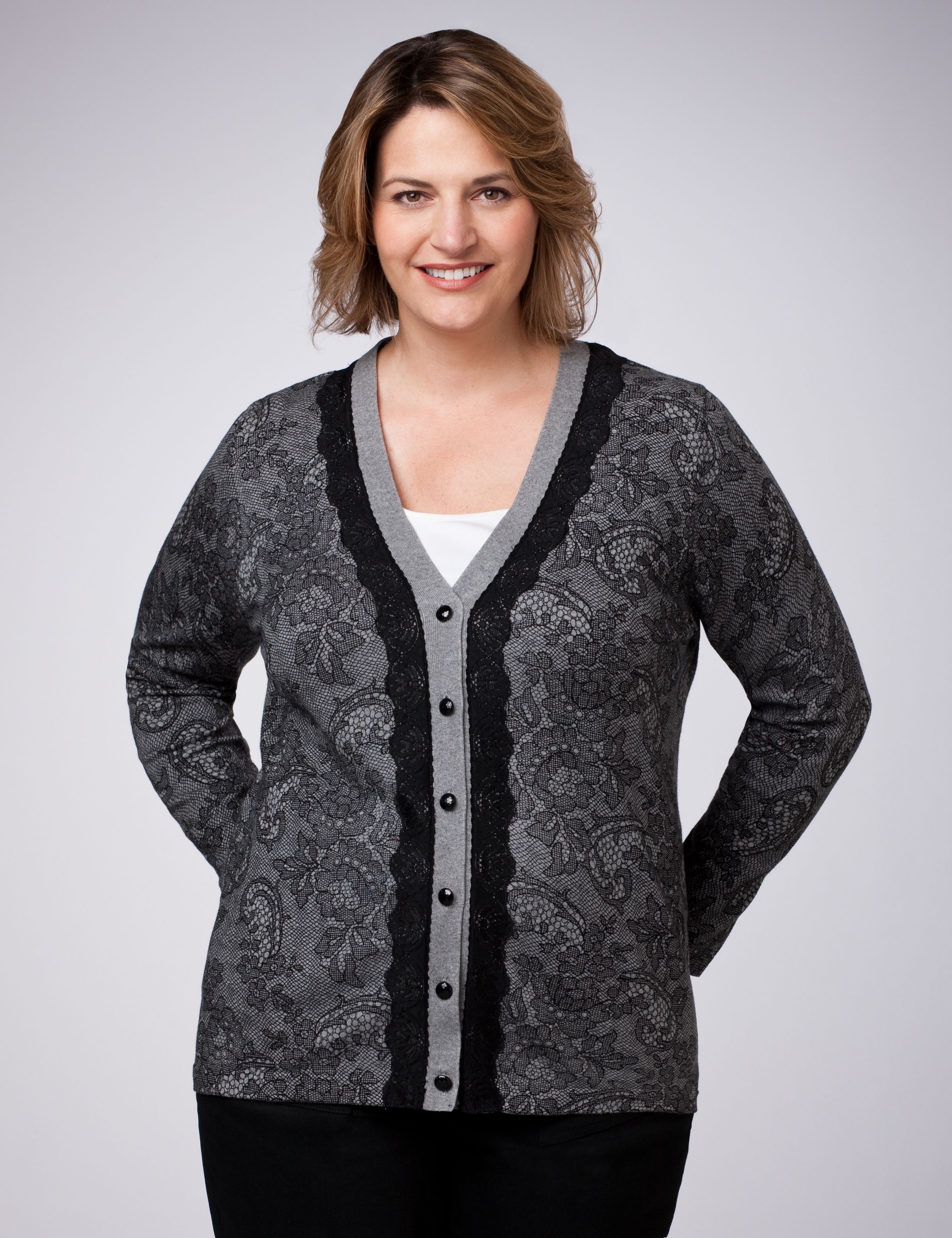 Lace Trim Paisley Print Cardigan