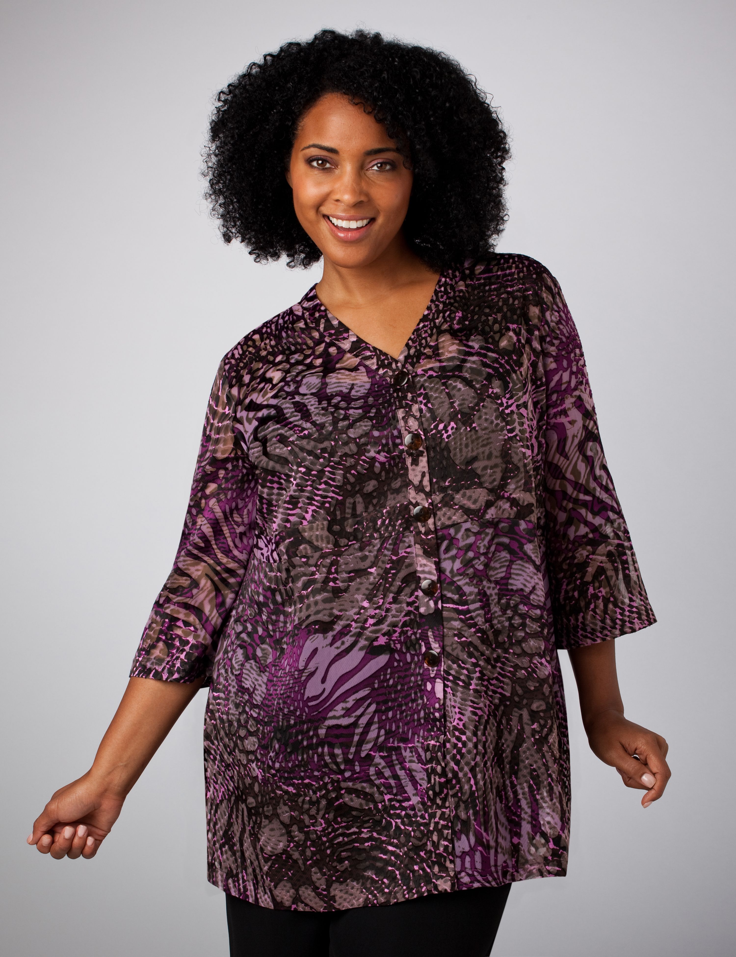 Animal Print Burnout Blouse