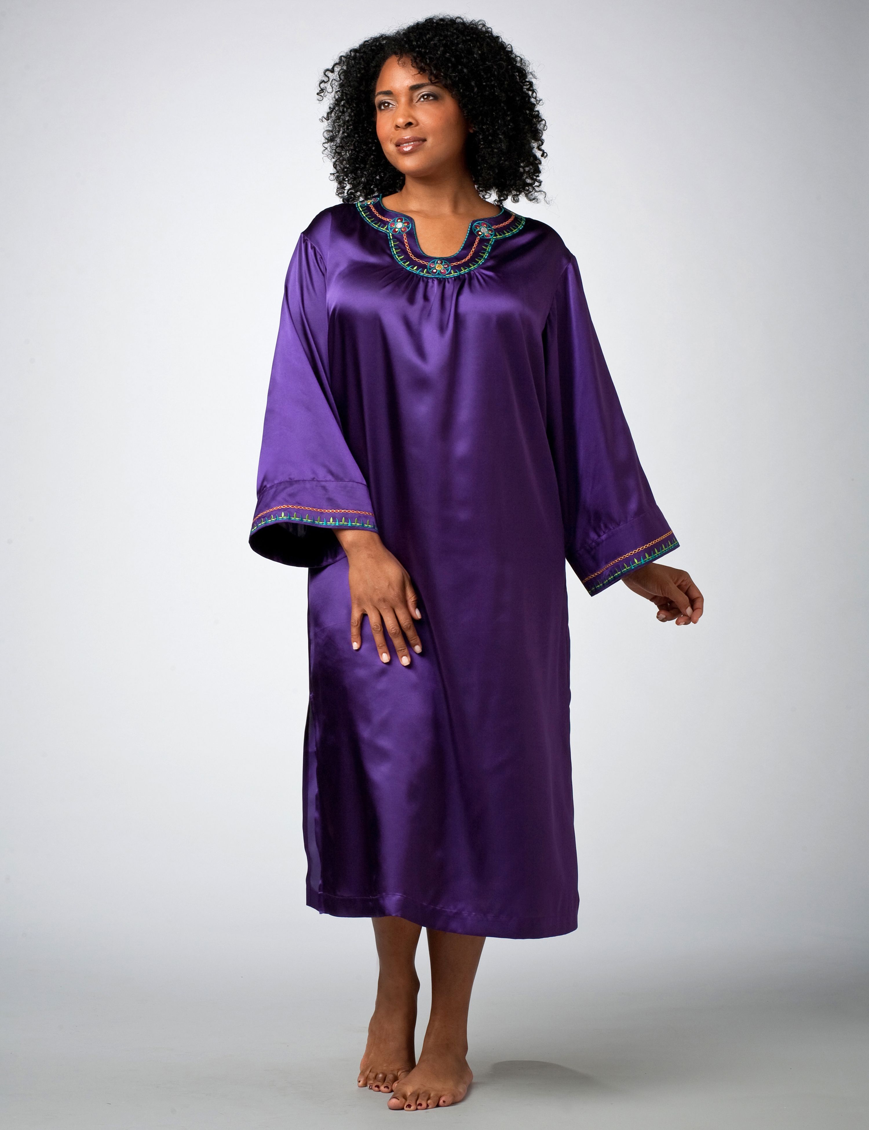 Embroidered Satin Caftan