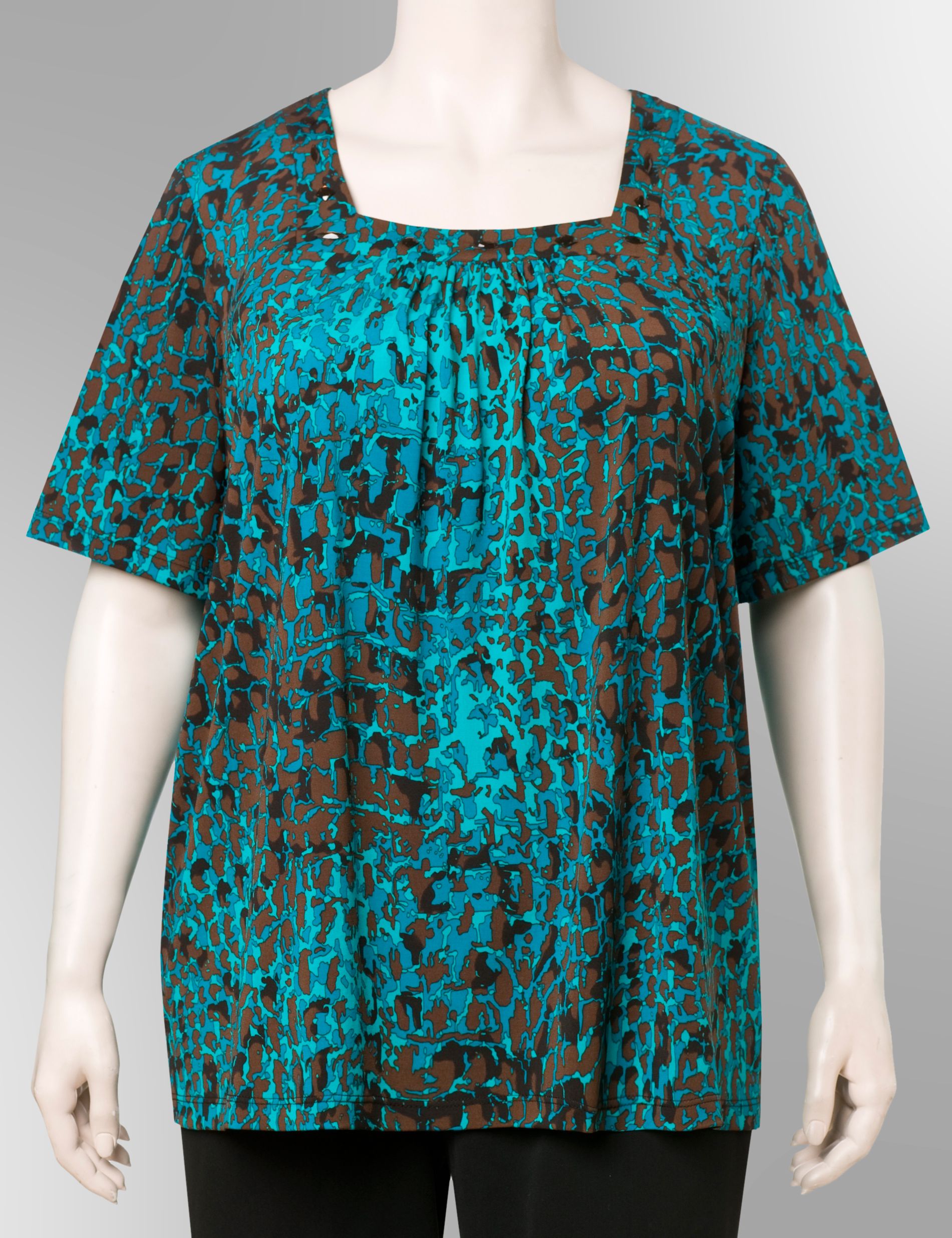 Jewel trim print top