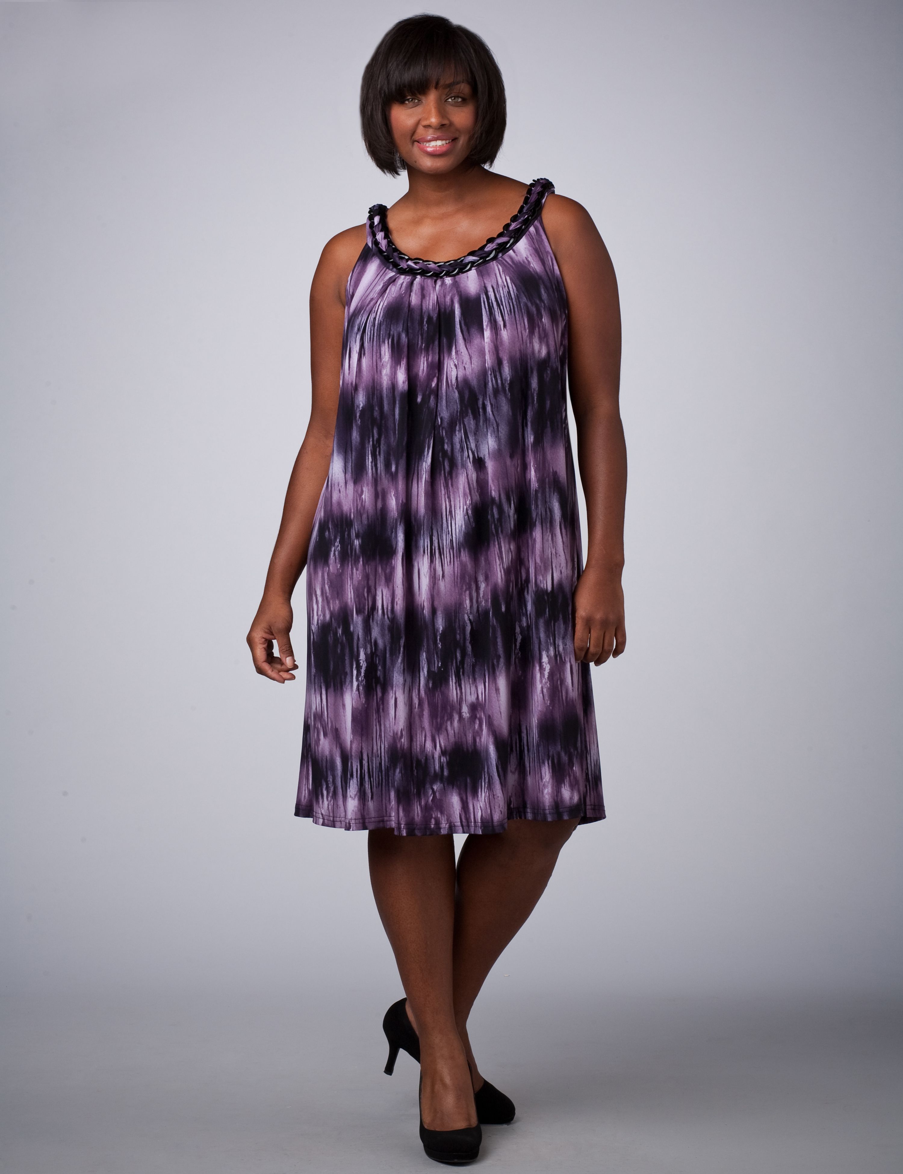Braid Trim Patterned Dress