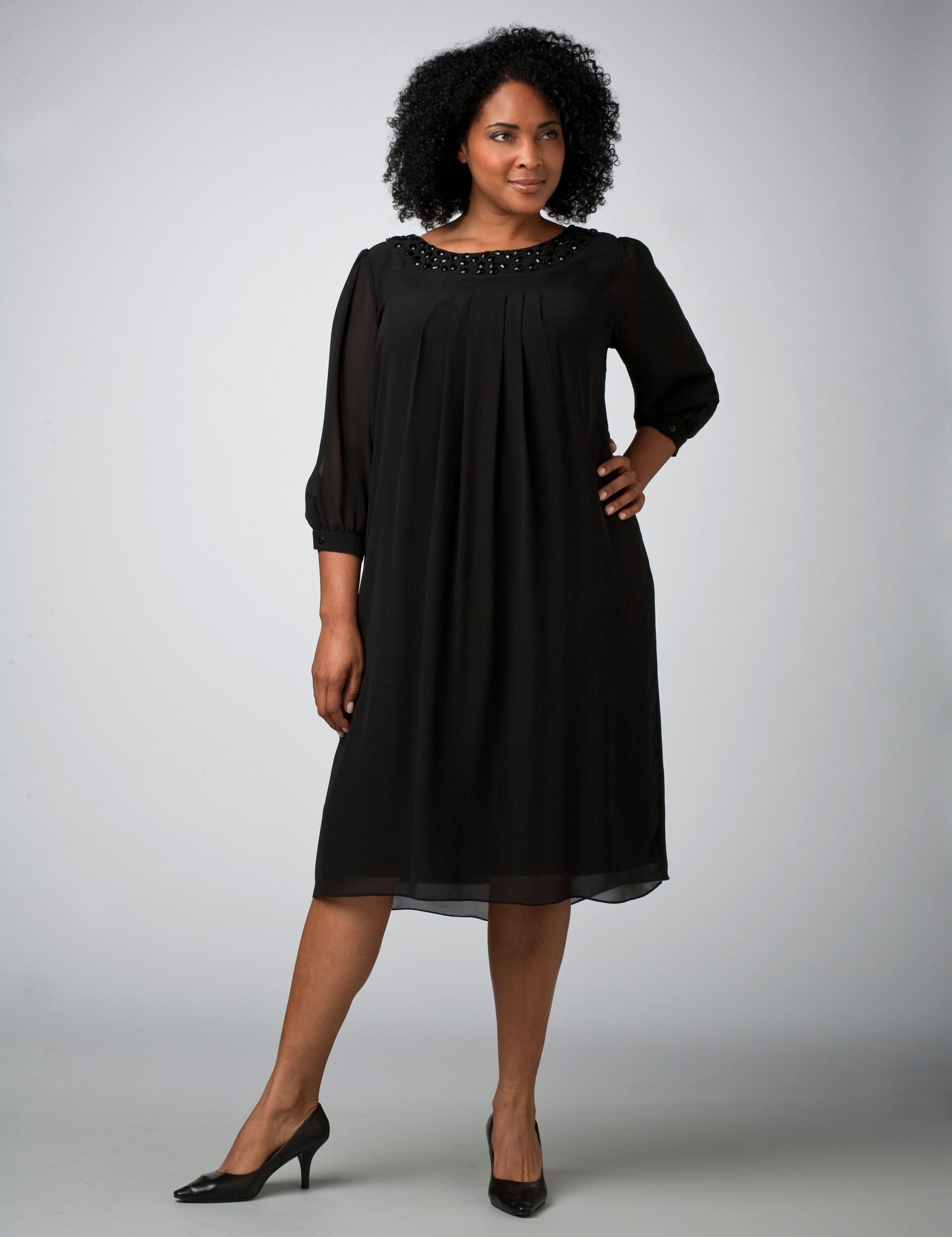 Jeweled Neck Chiffon Dress
