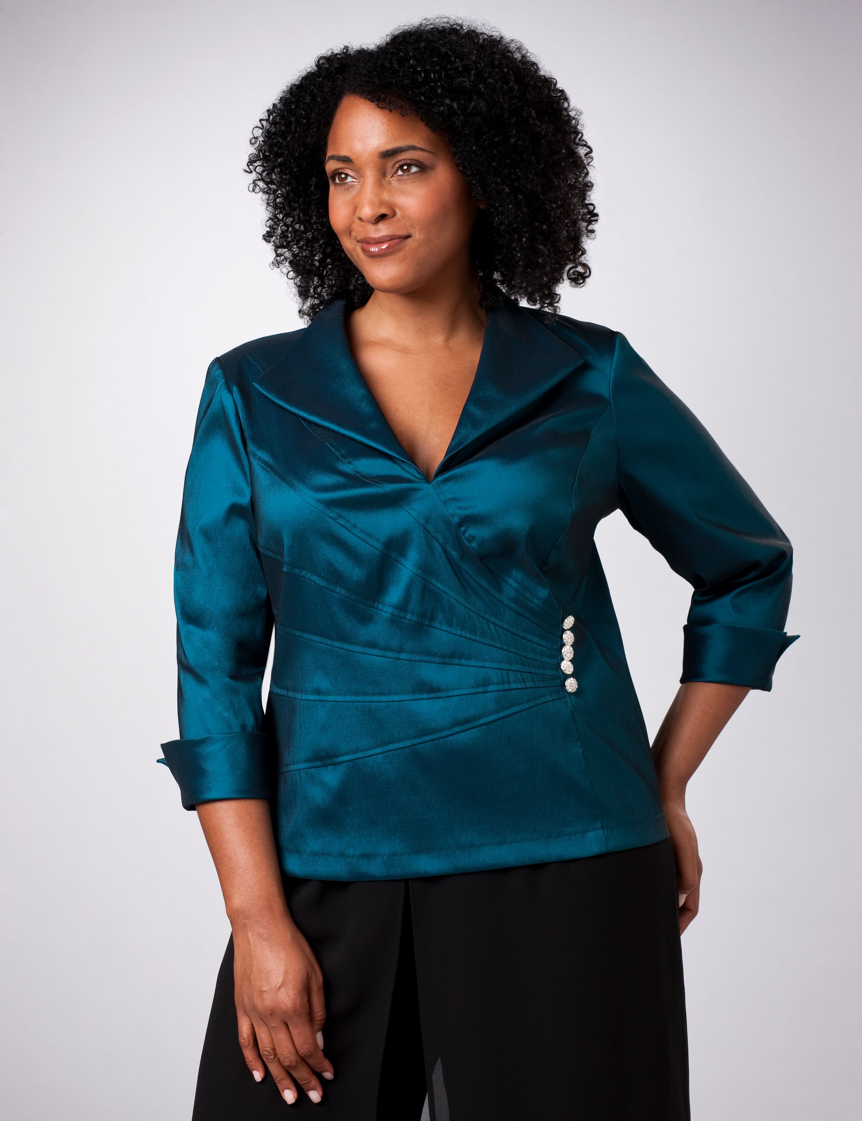 Asymmetrical Taffeta Evening Blouse