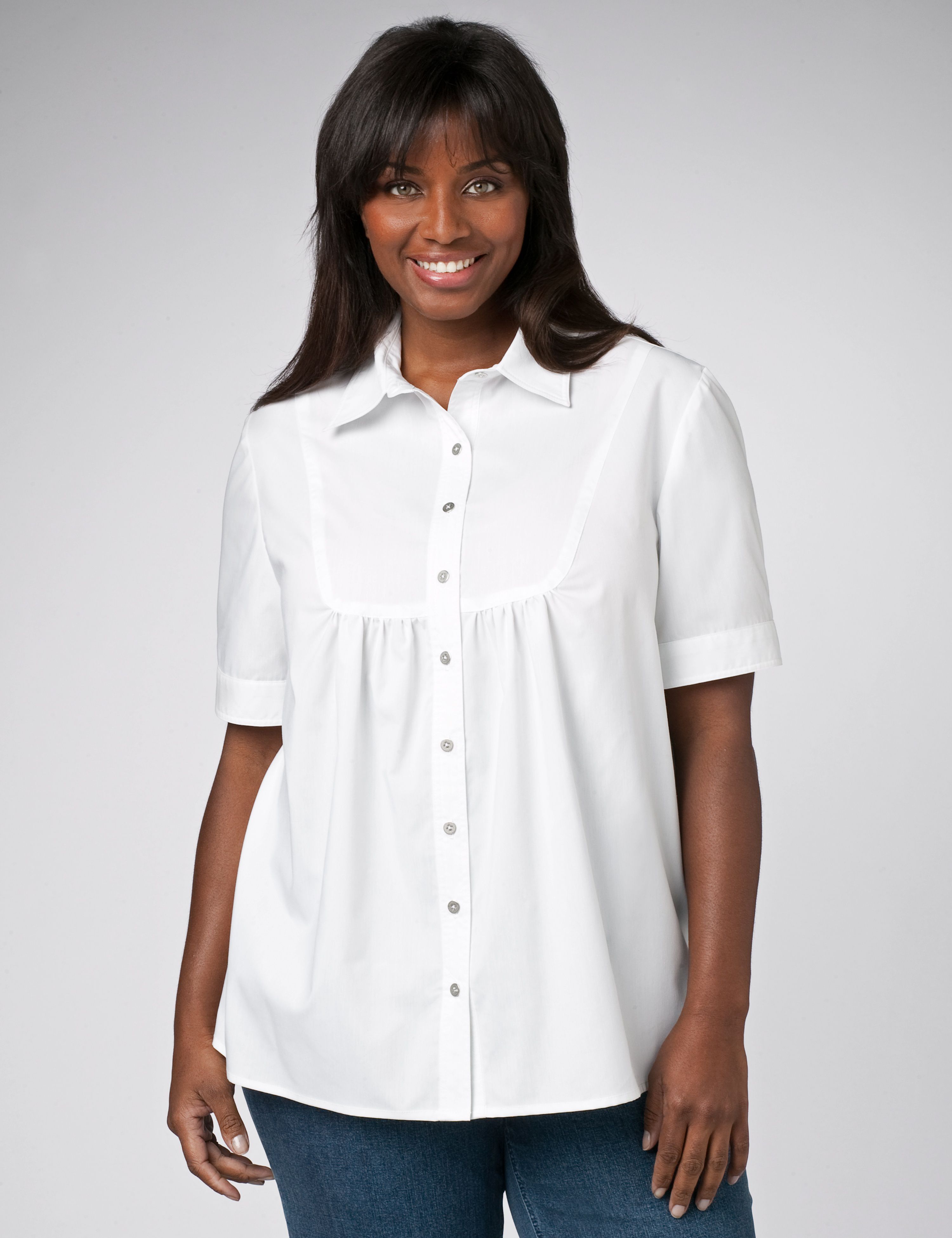 Bib Front Woven Blouse