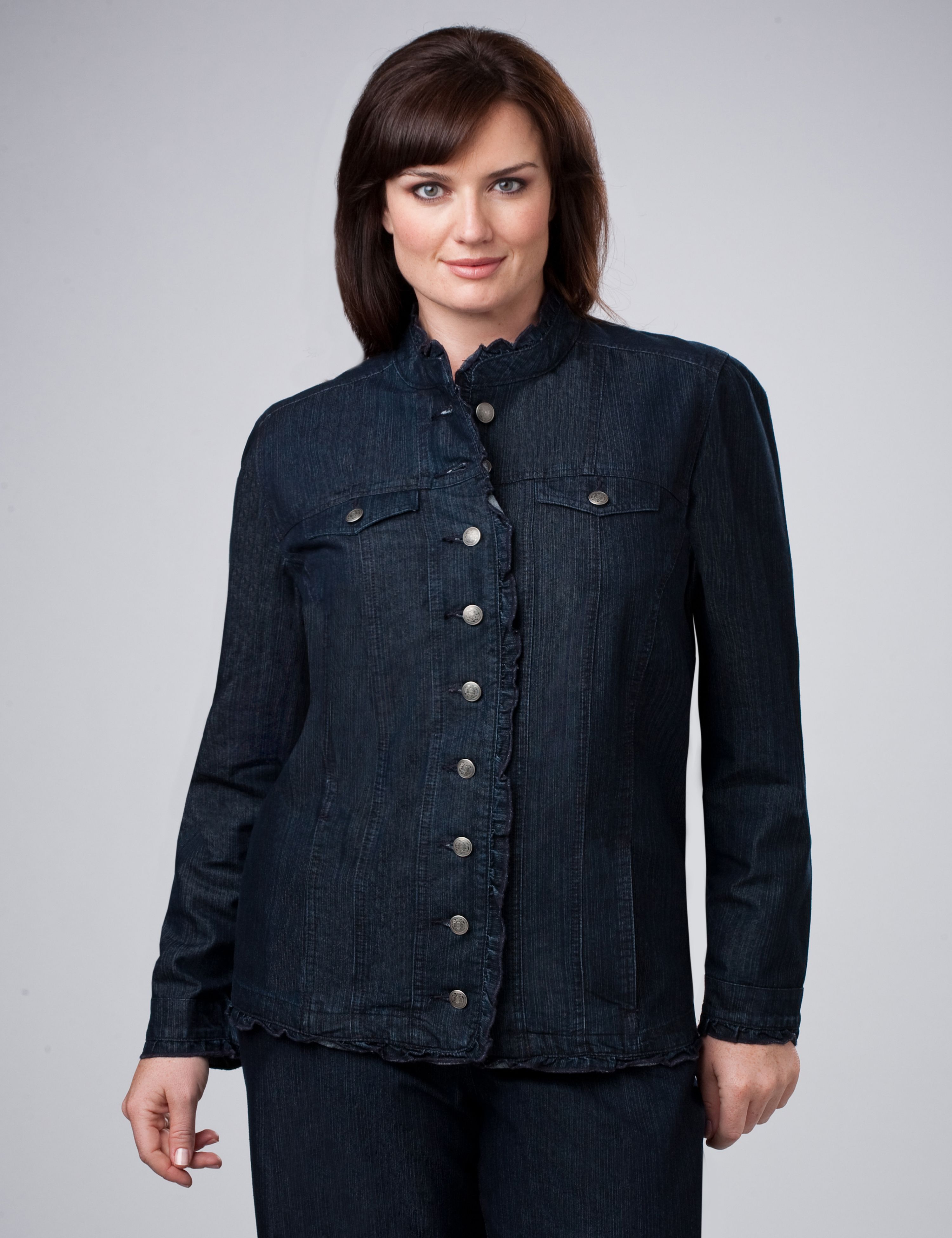 Ruffle Trim Denim Jacket