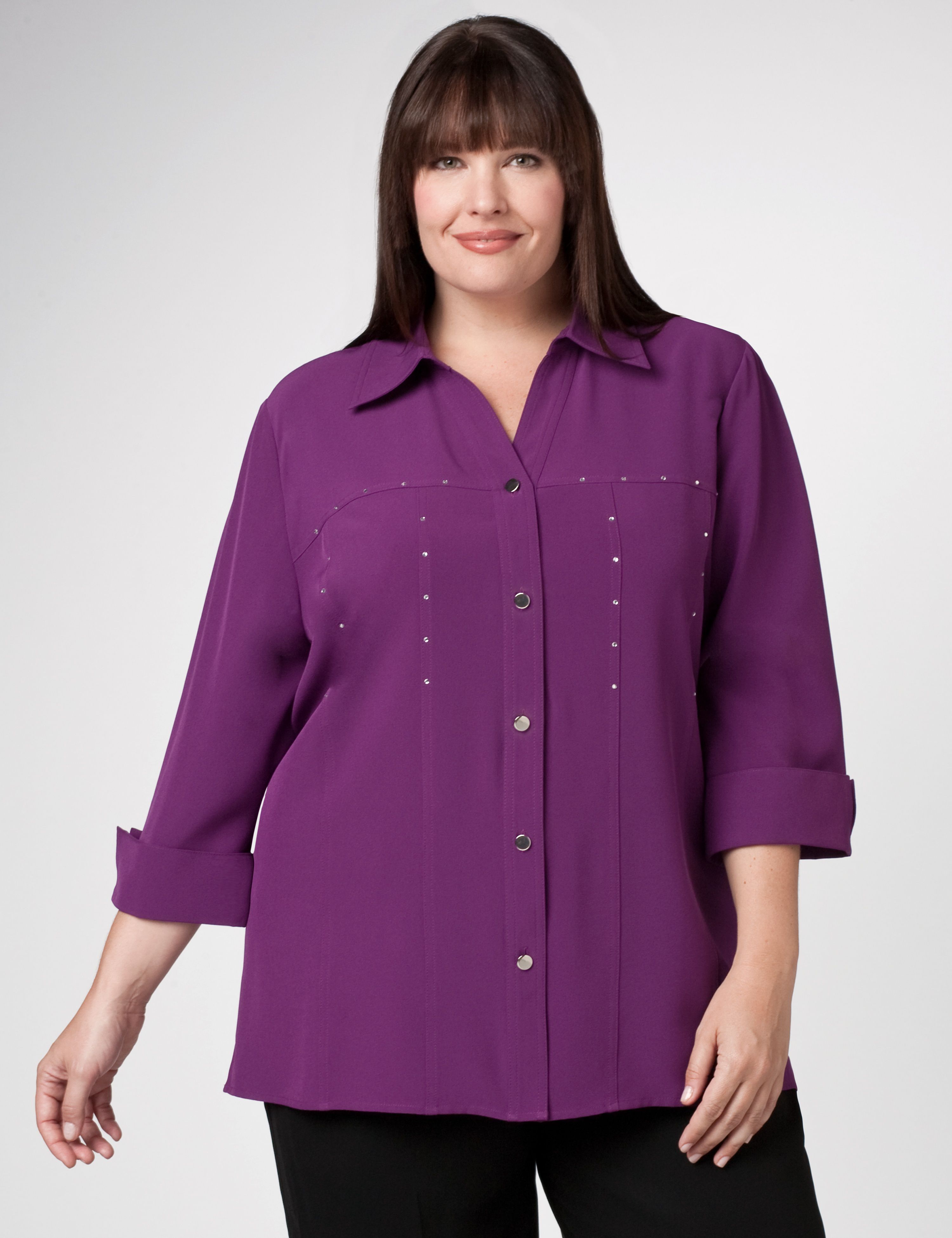 Sequin Trim Solid Blouse