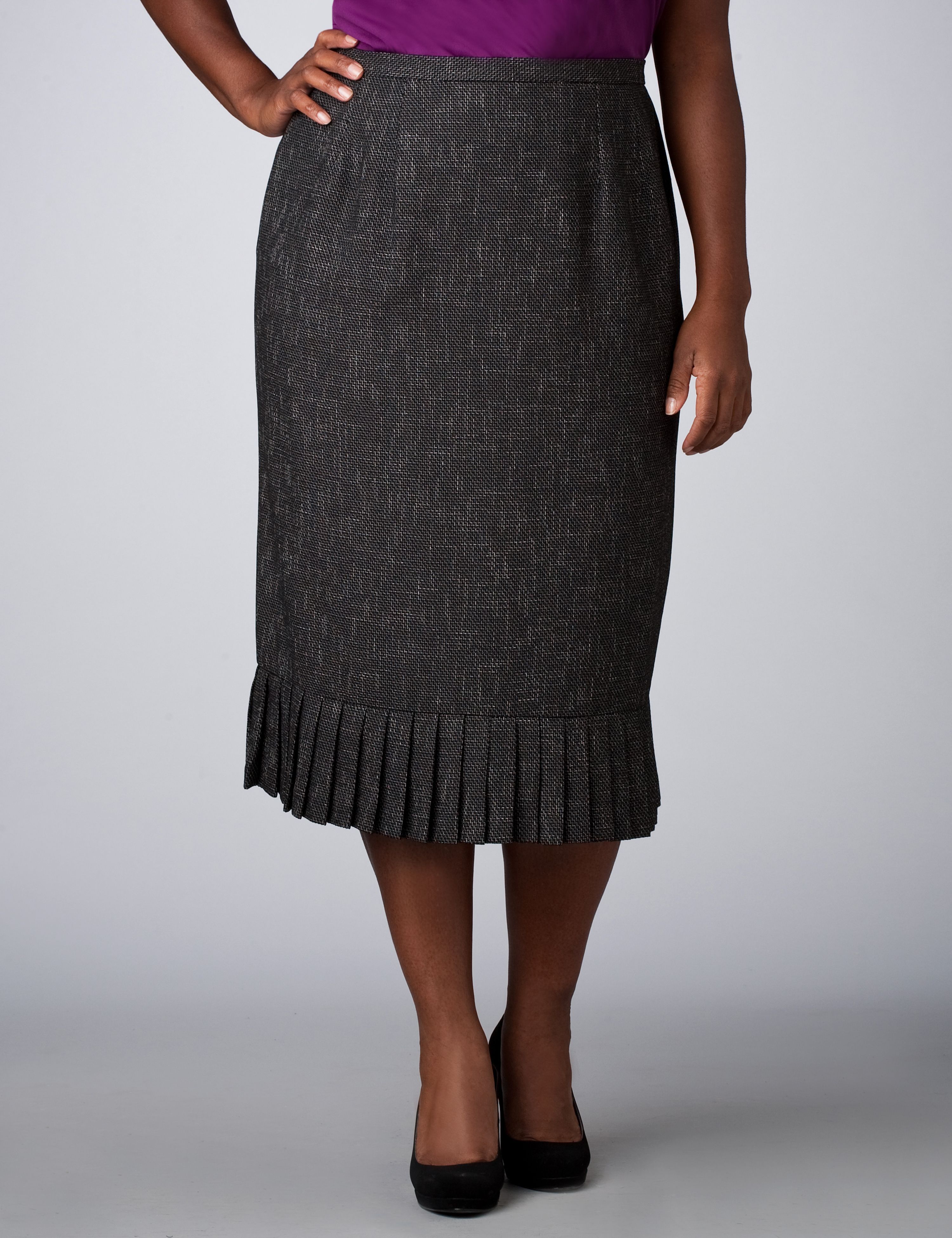 Catherines Pleated Hem Tweed Skirt