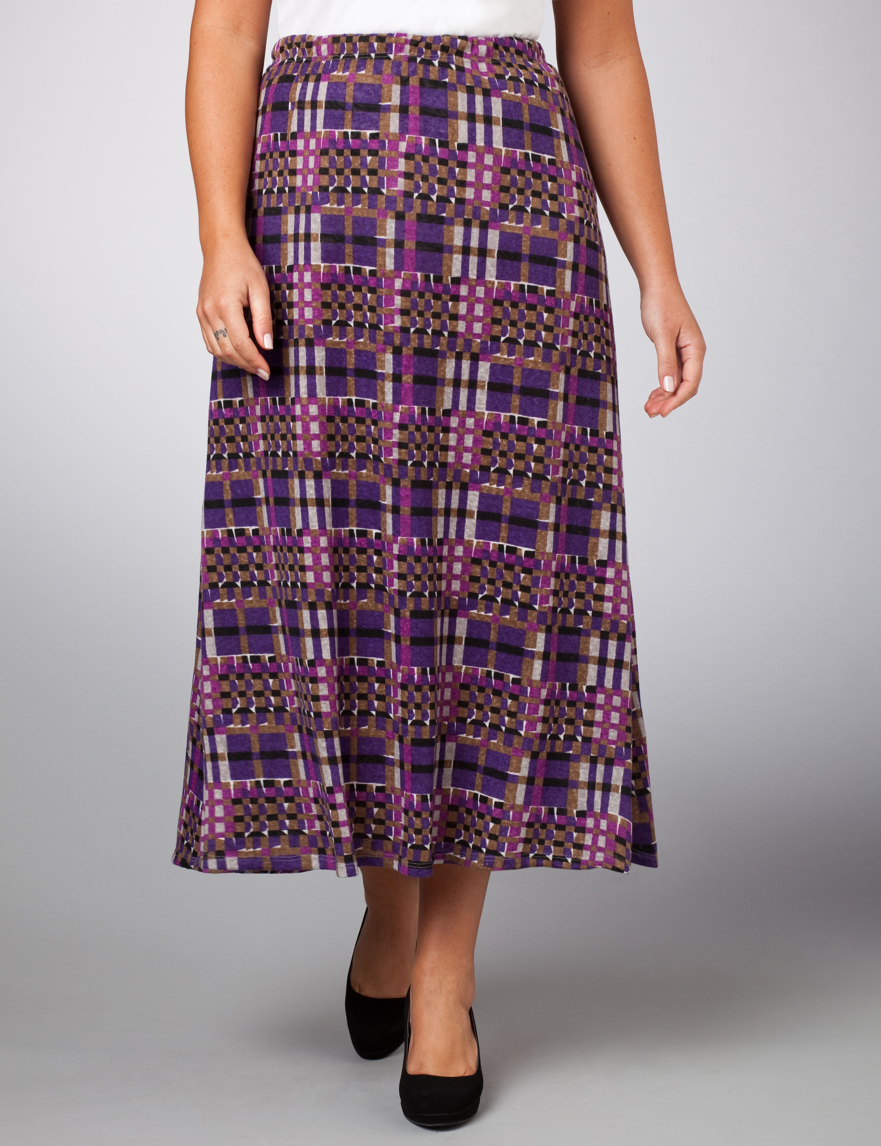 Catherines Russell Kemp Soft Stretch Checkered Skirt