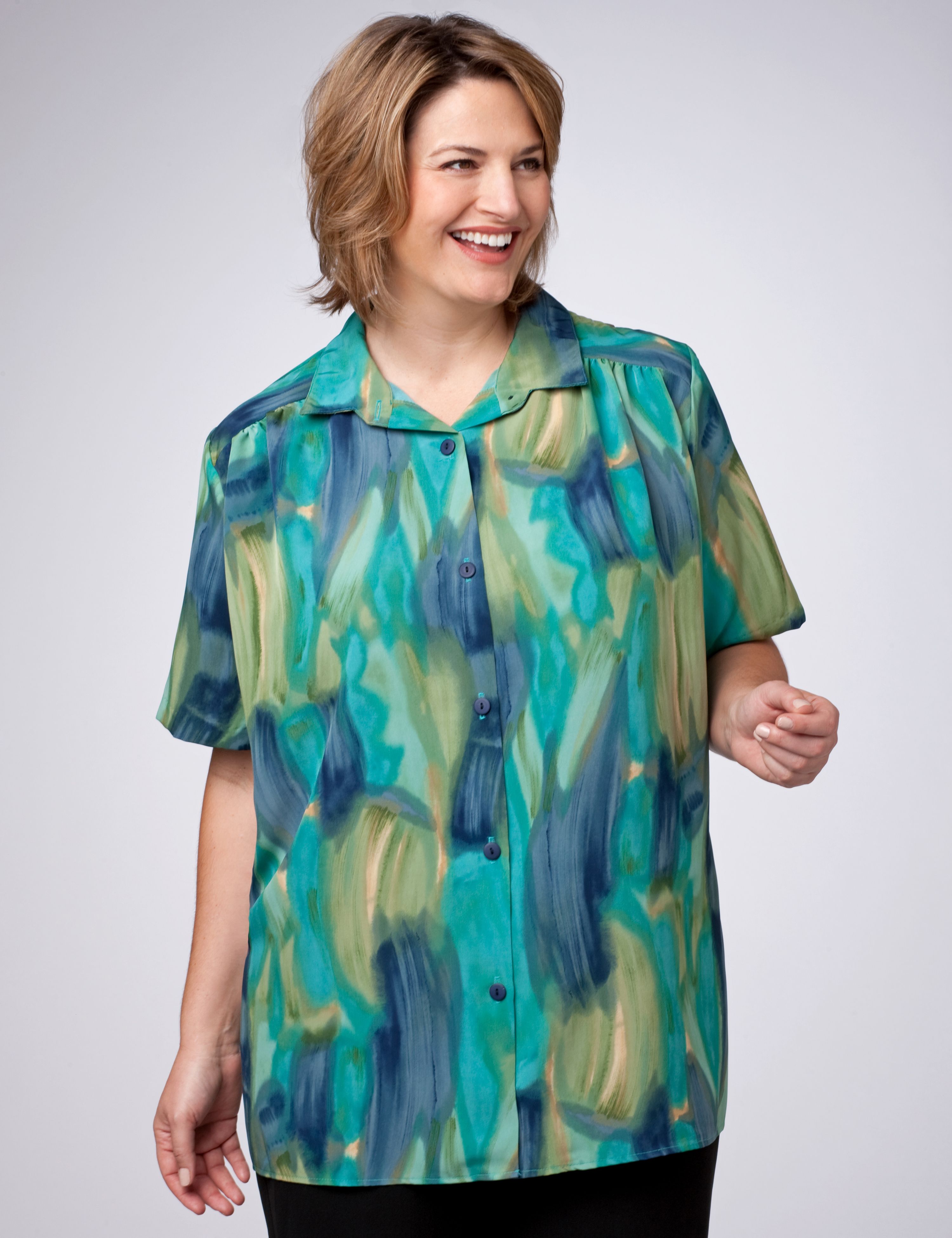 A Personal Touch Watercolor Print Blouse