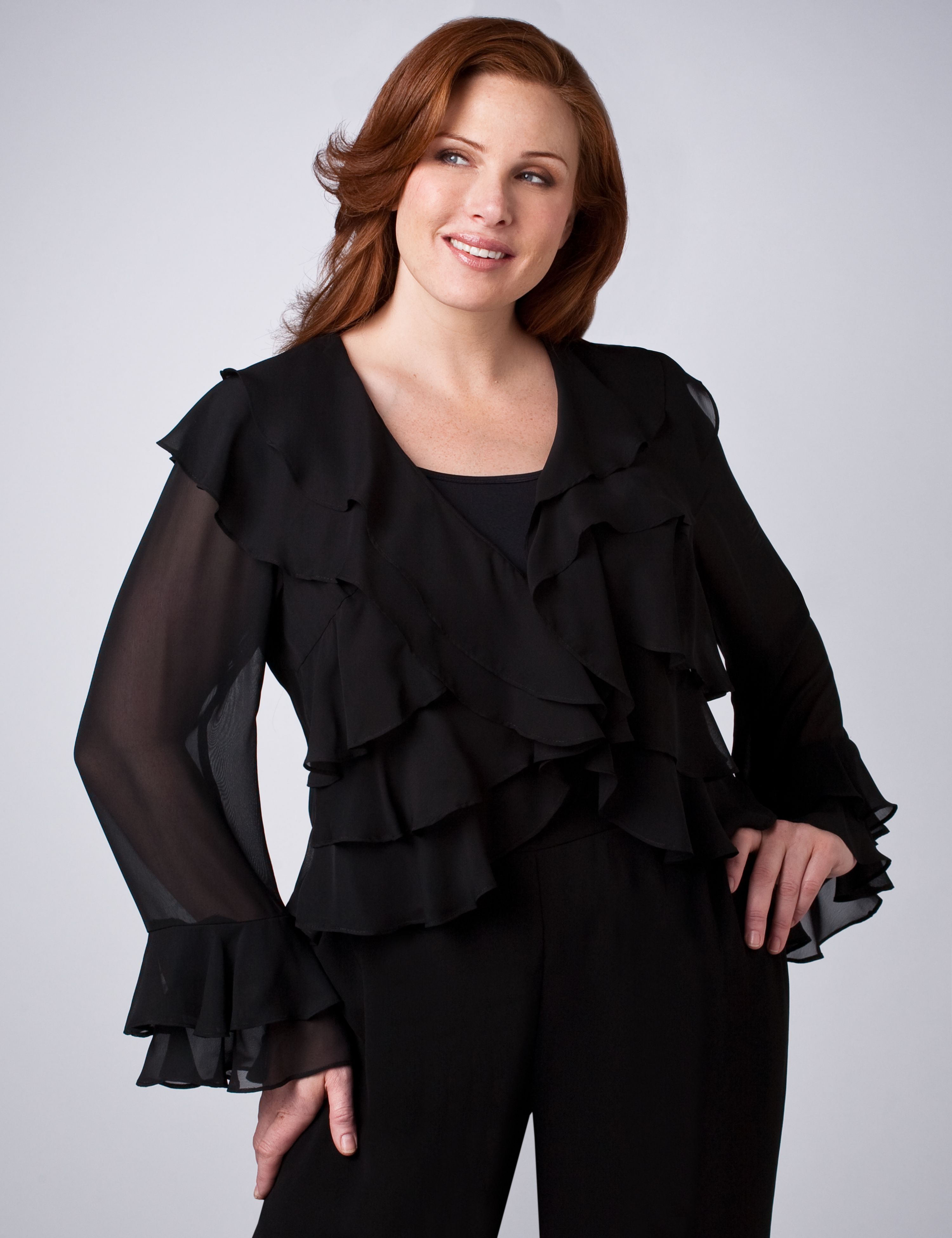Catherines Multi Ruffle Chiffon Jacket