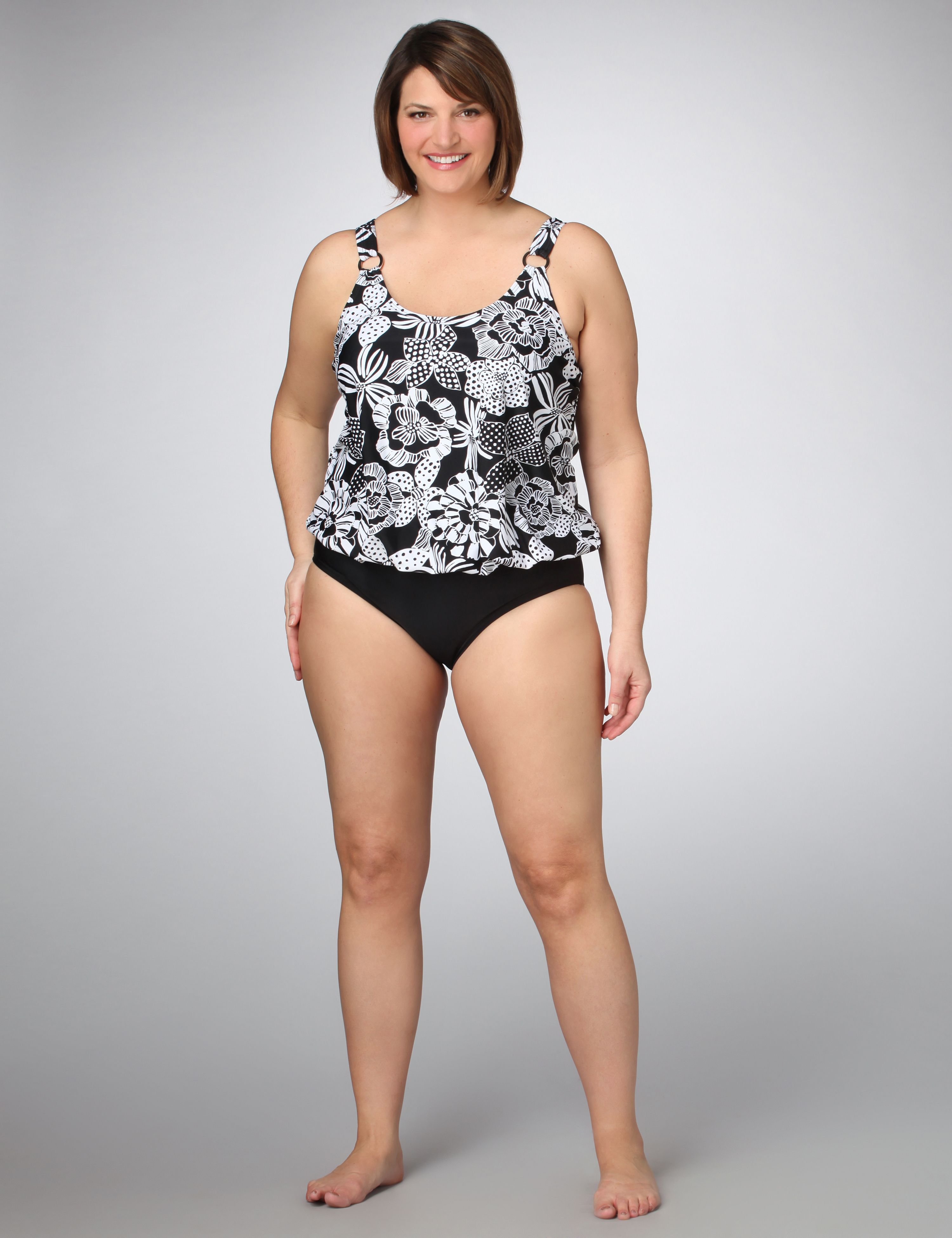 Catherines Floral Blouson Swimsuit