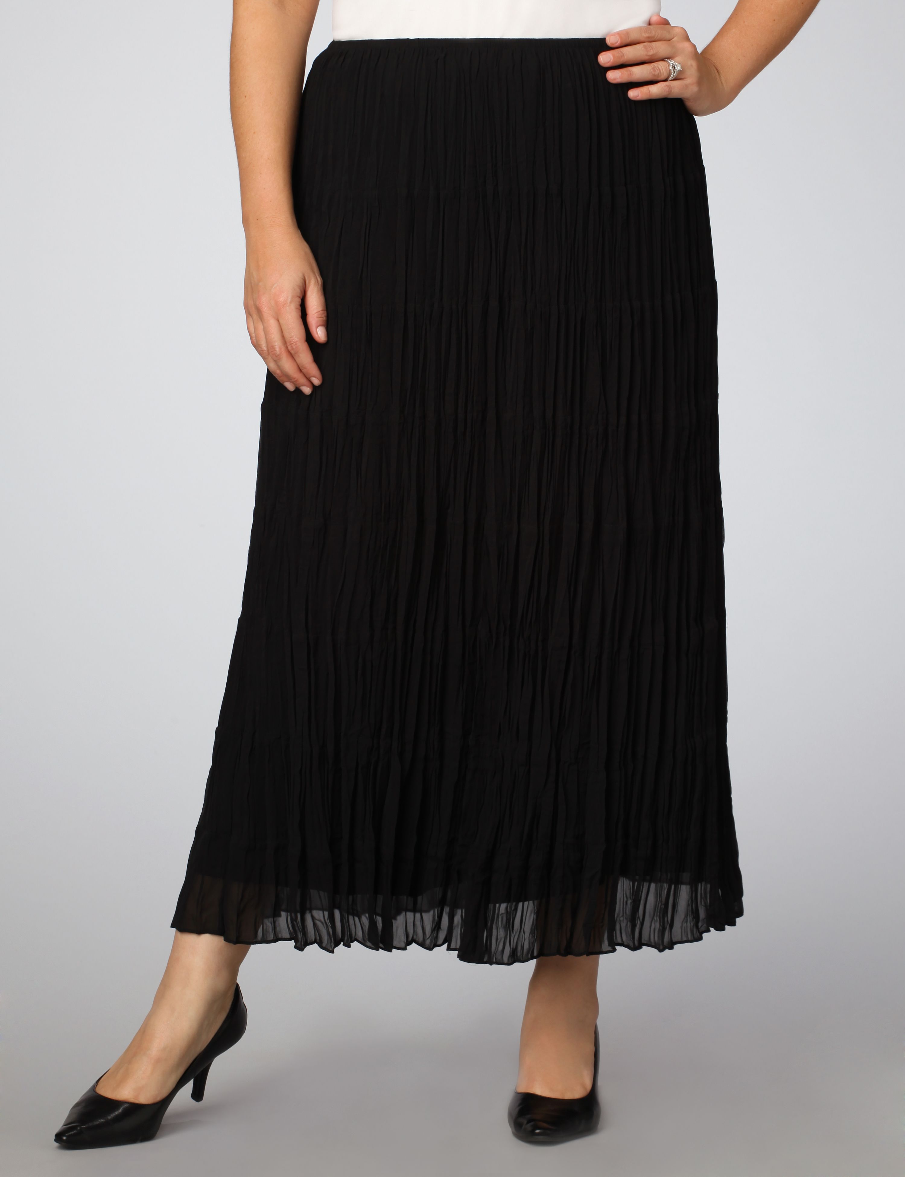 Crinkle Chiffon Tiered Skirt plus size skirt