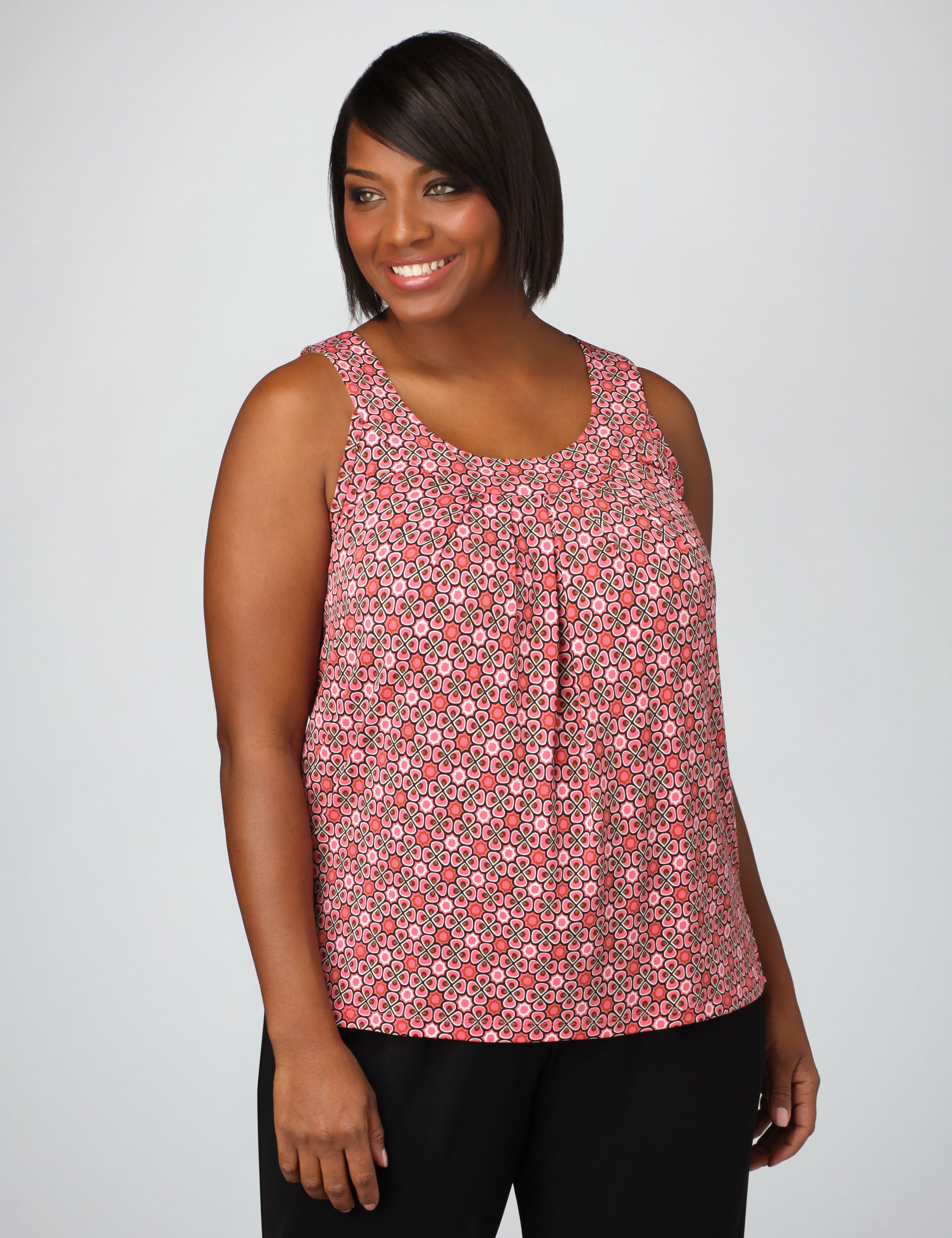Catherines Shirred Print Tank