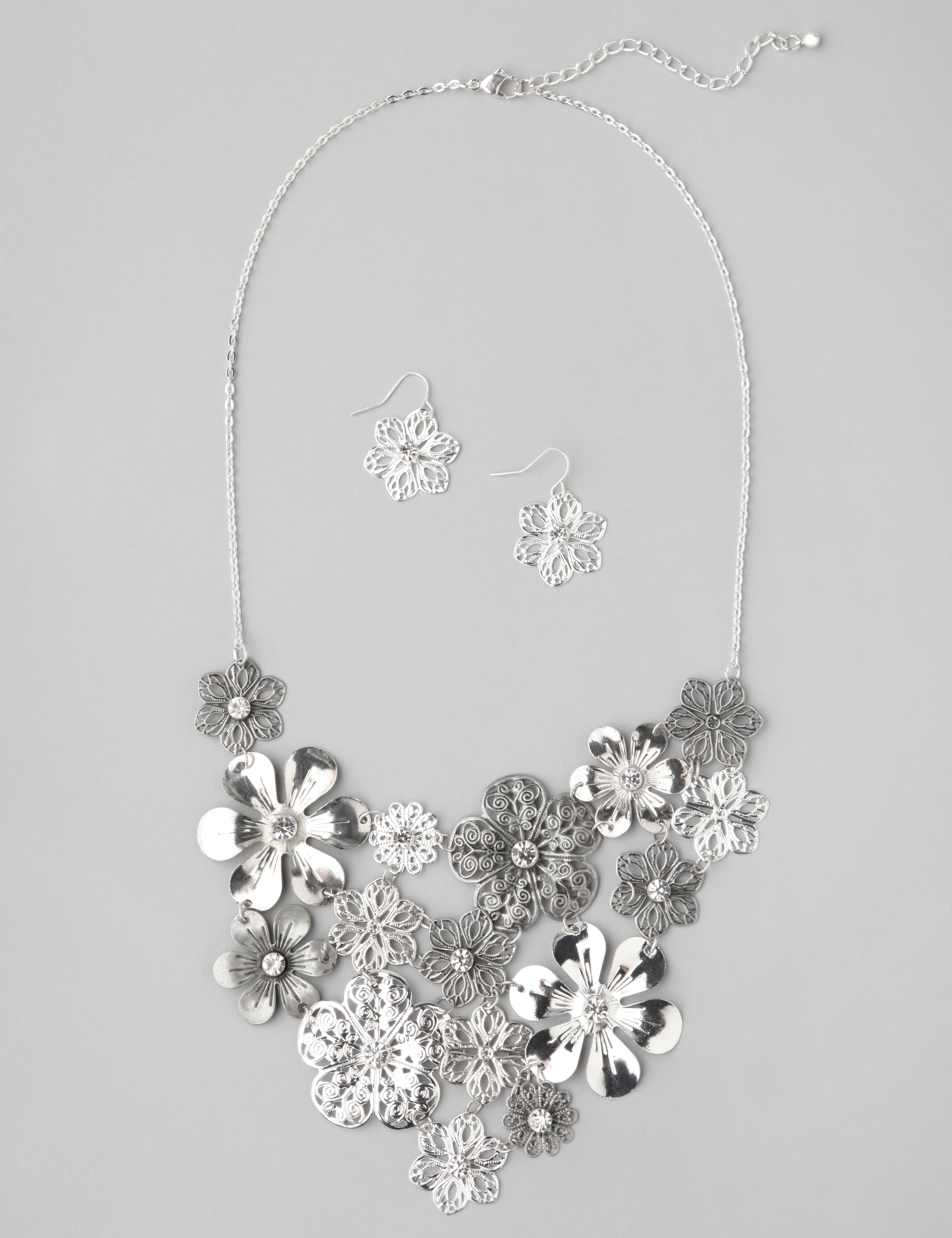 Catherines Floral Bib Necklace and Earrings Set