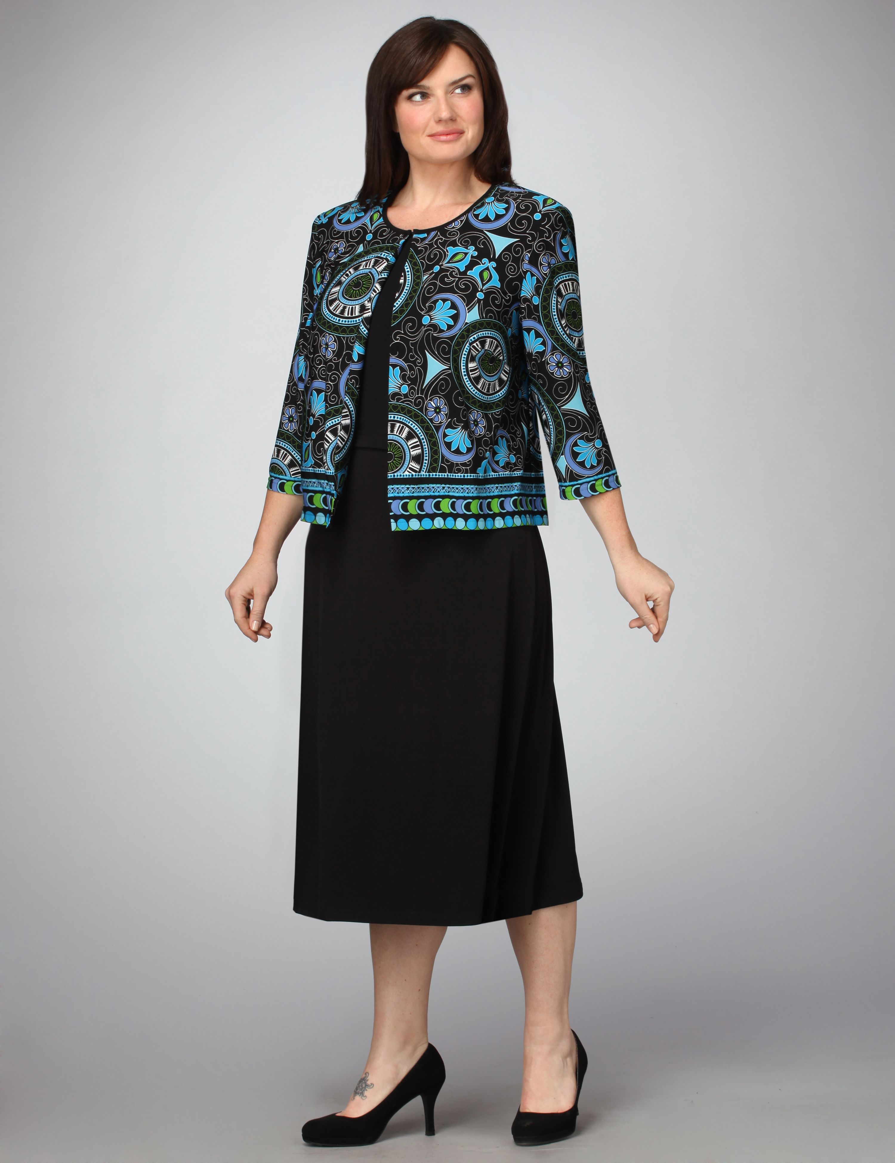 Border Print Jacket Dress