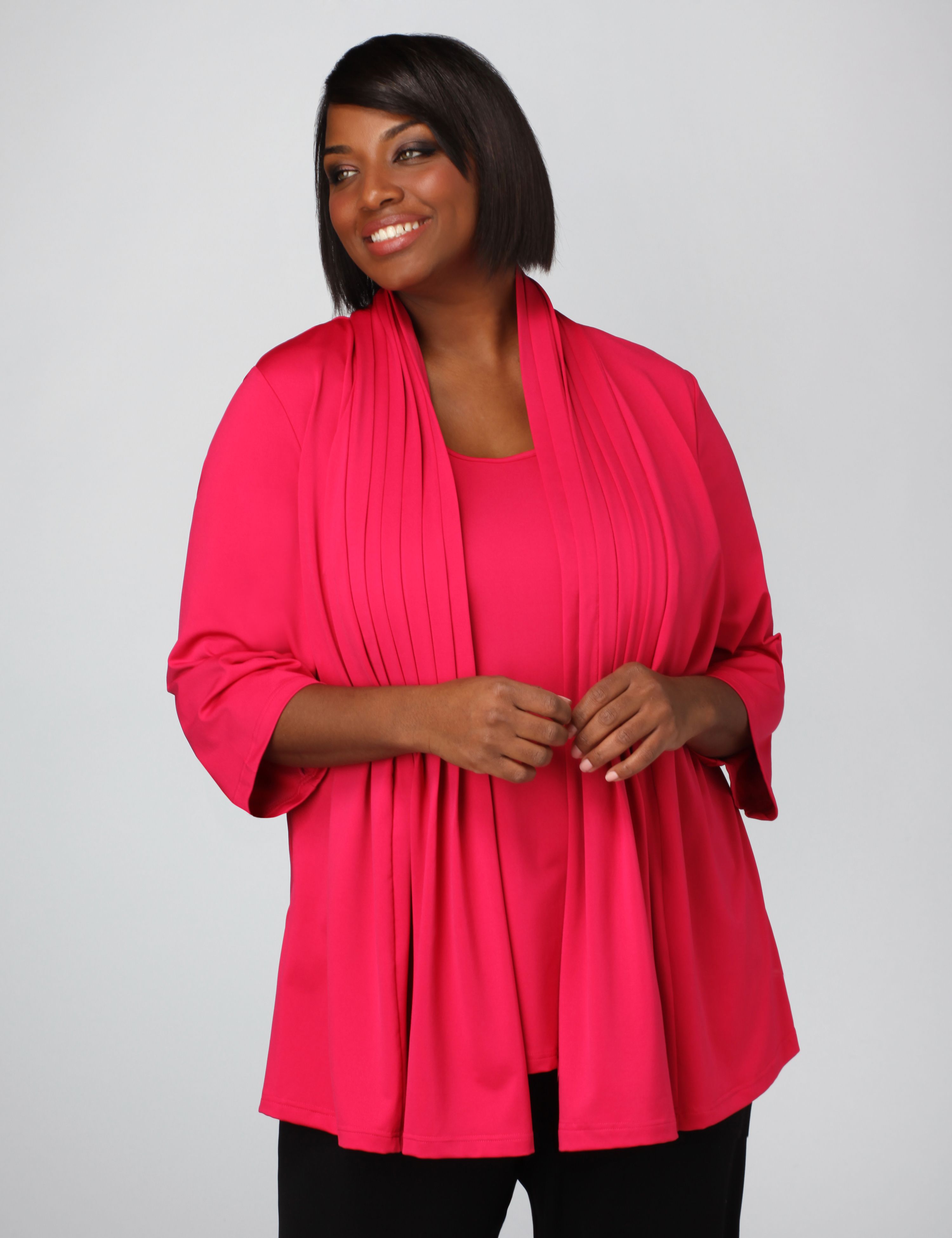 Catherines Layered Look Pleated Cardigan