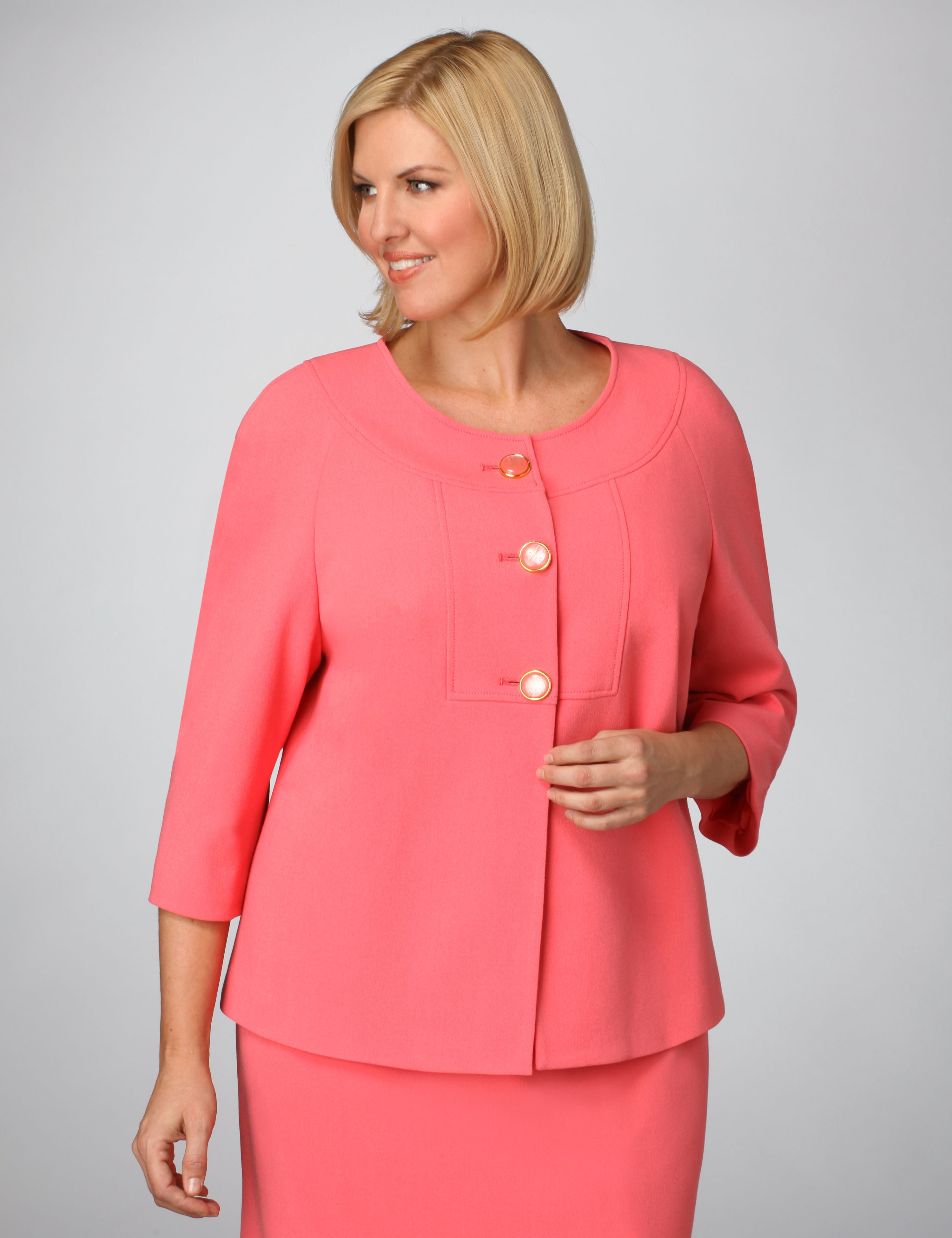 Catherines Collarless Crepe Jacket