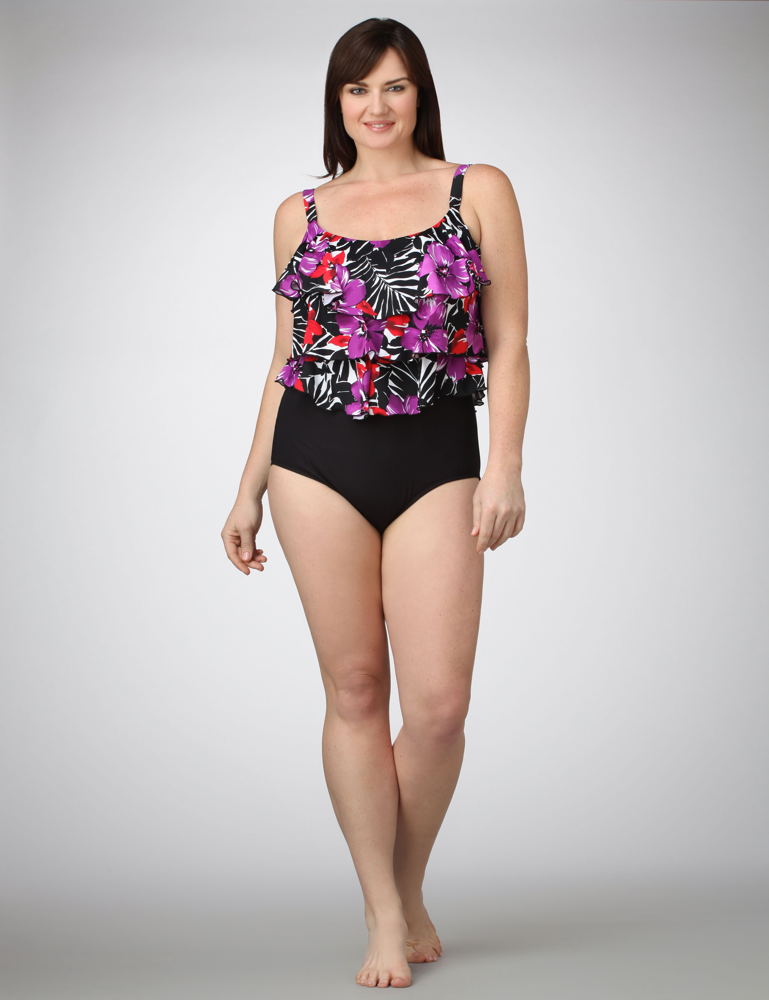 Catherines Tiered Floral Maillot