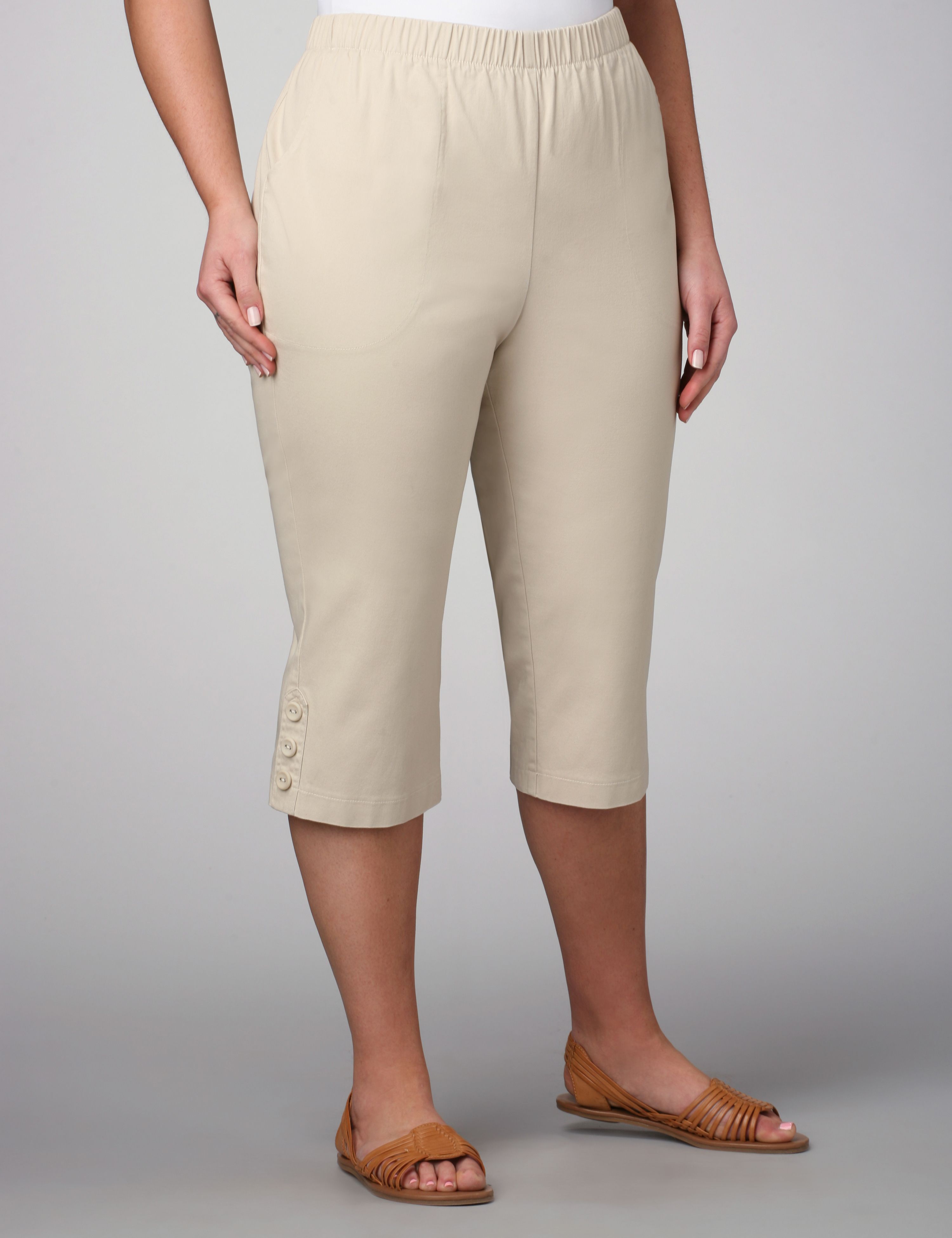Stretch Button Trim Capris