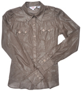 Roper® Ladies Brown Shimmer Lurex Long Sleeve Western Shirt - Extended Sizes Avail.